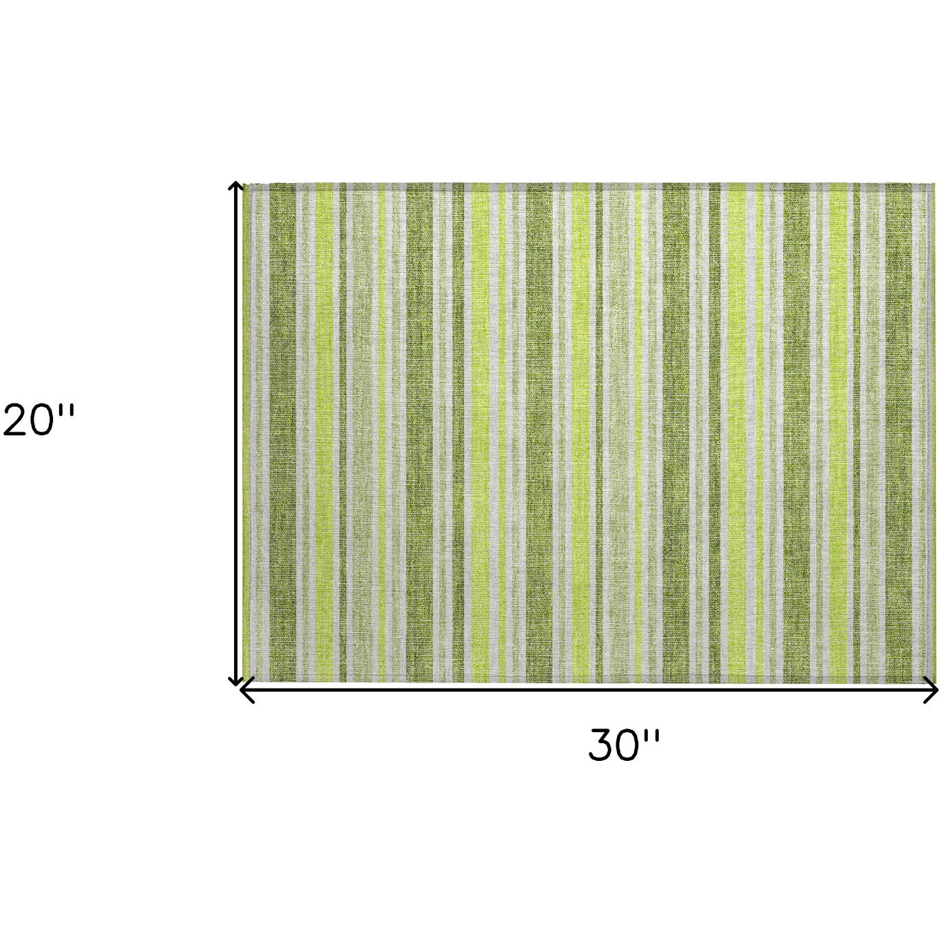 2' X 3' Green and Yellow Striped Washable Non Skid Indoor Outdoor Area Rug