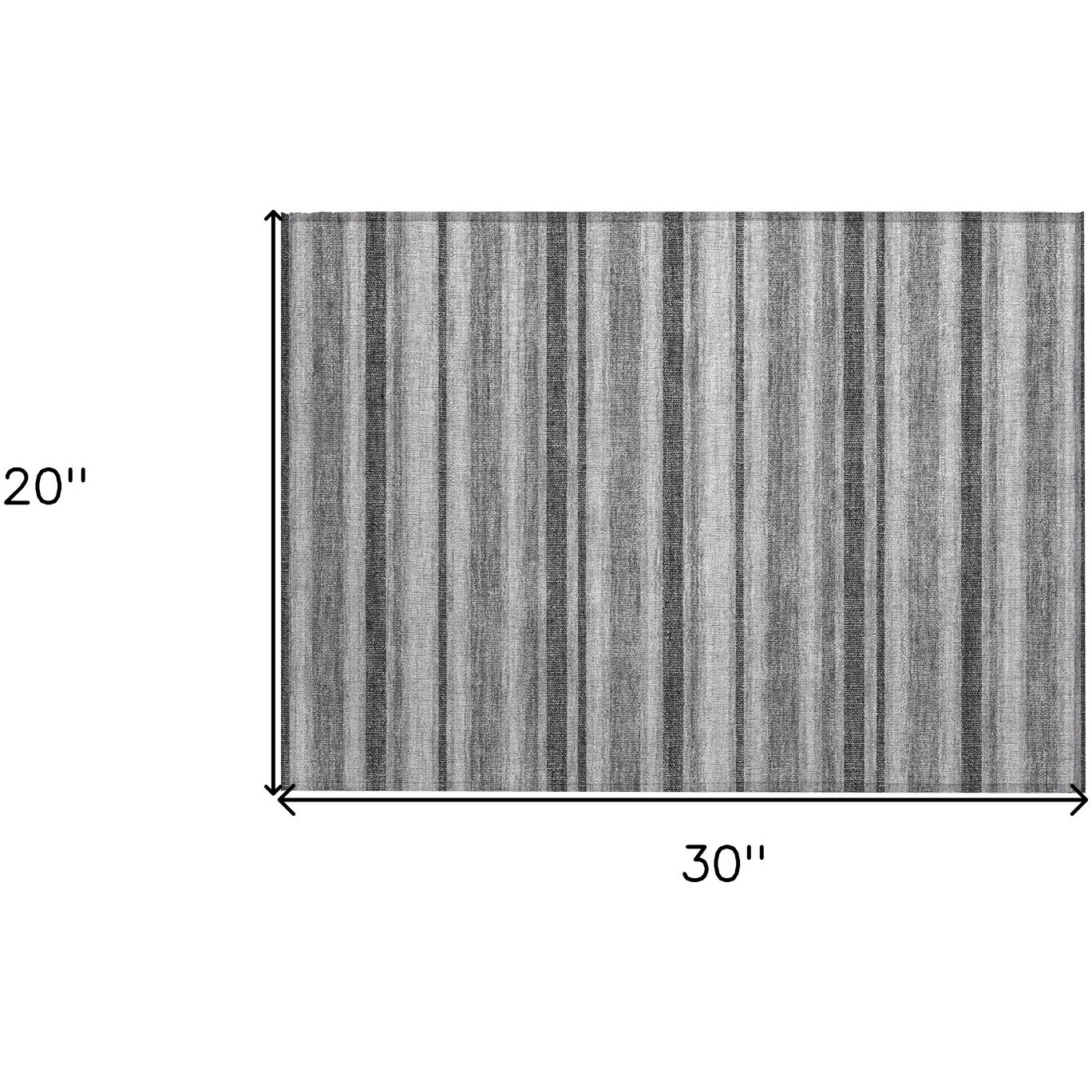 2' X 3' Gray and Black Striped Washable Non Skid Indoor Outdoor Area Rug