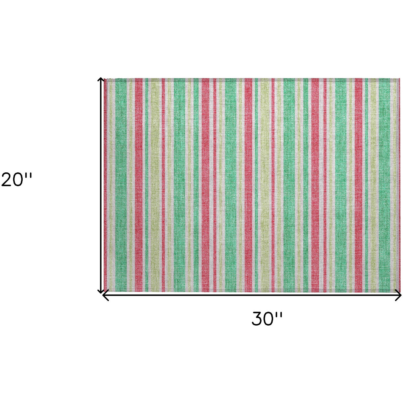 2' X 3' Green Striped Washable Non Skid Indoor Outdoor Area Rug