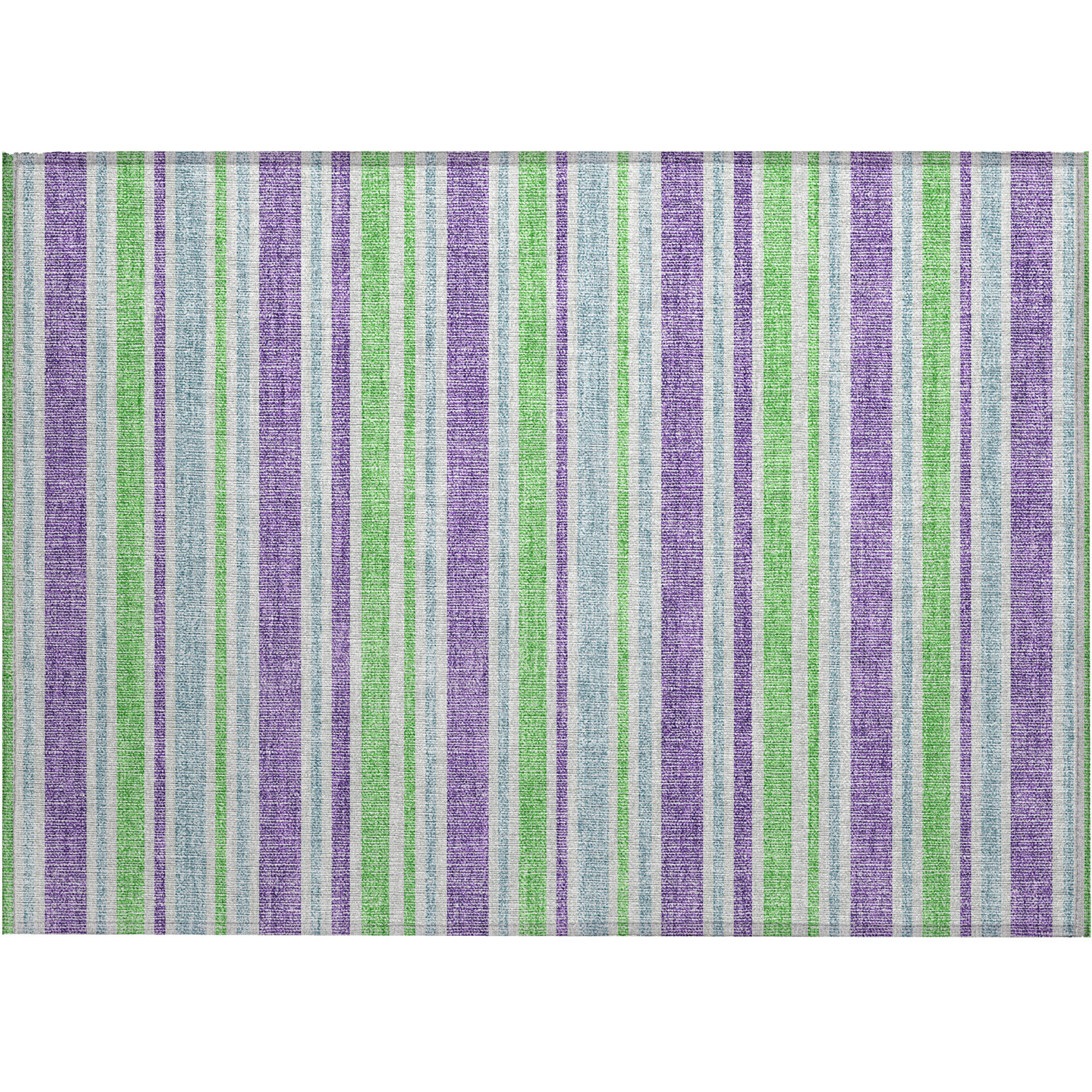 2' X 3' Lime Green Striped Washable Non Skid Indoor Outdoor Area Rug