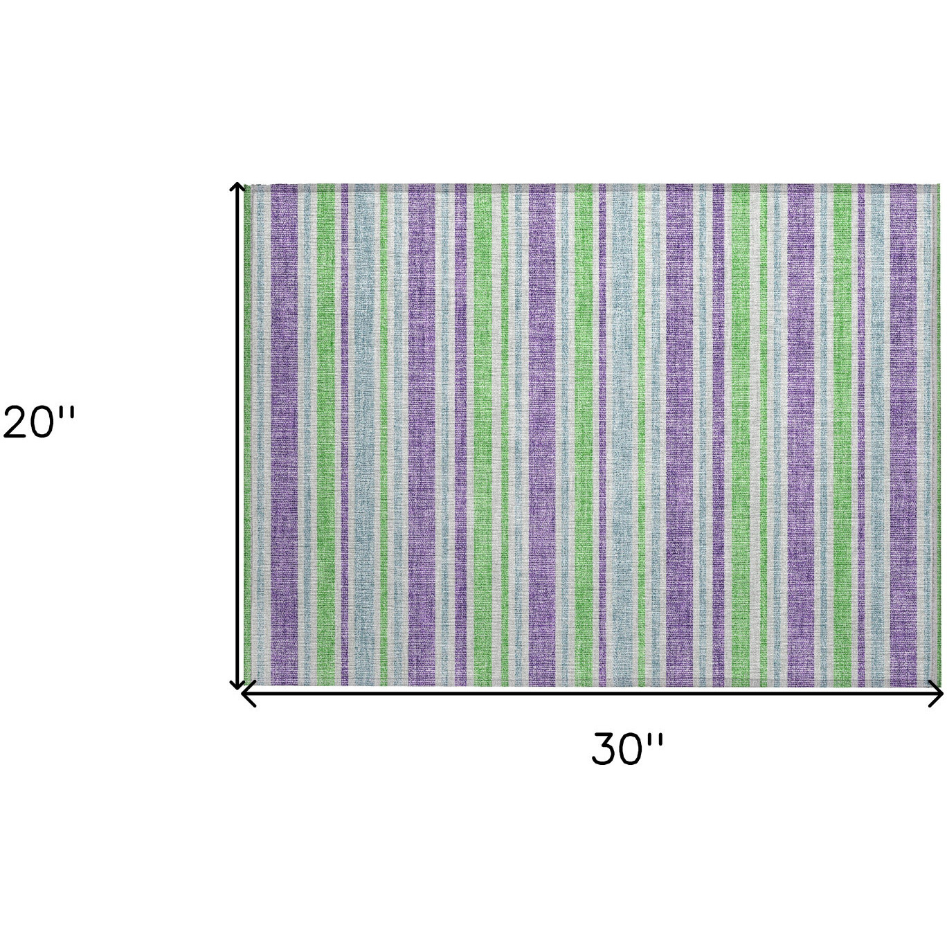 2' X 3' Lime Green Striped Washable Non Skid Indoor Outdoor Area Rug
