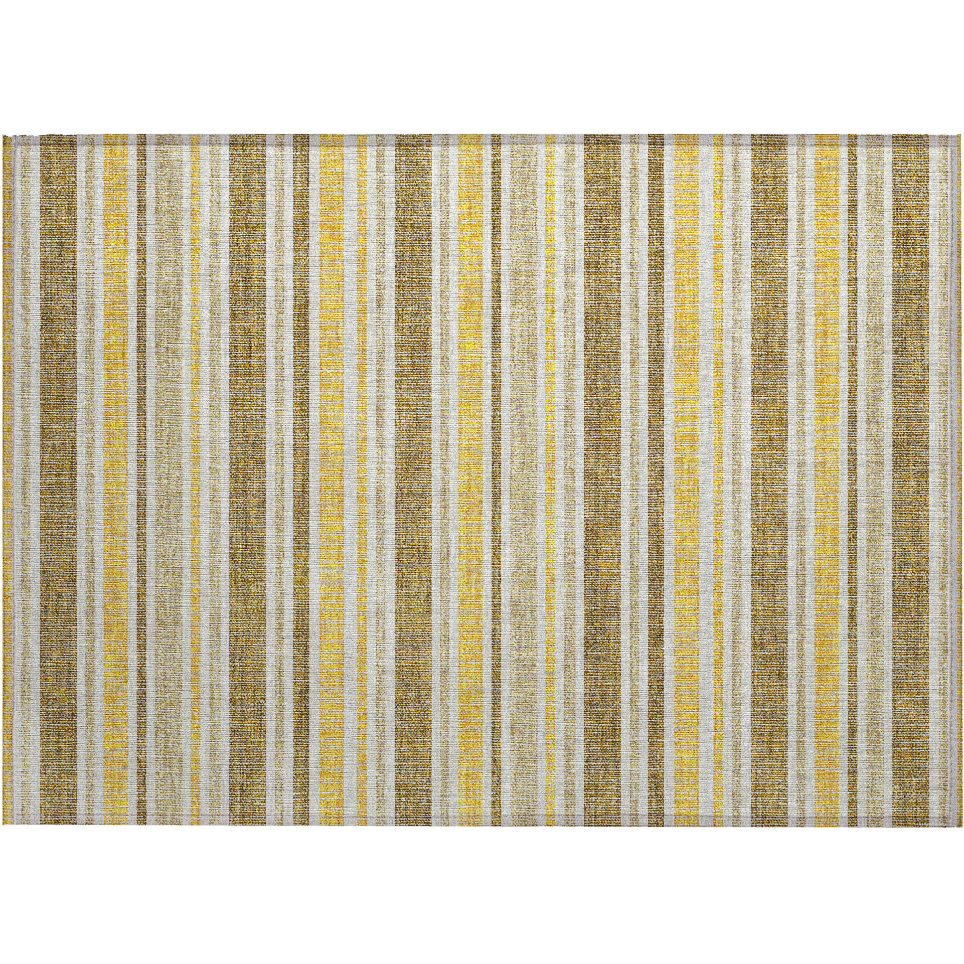 2' X 3' Brown and Orange Striped Washable Non Skid Indoor Outdoor Area Rug