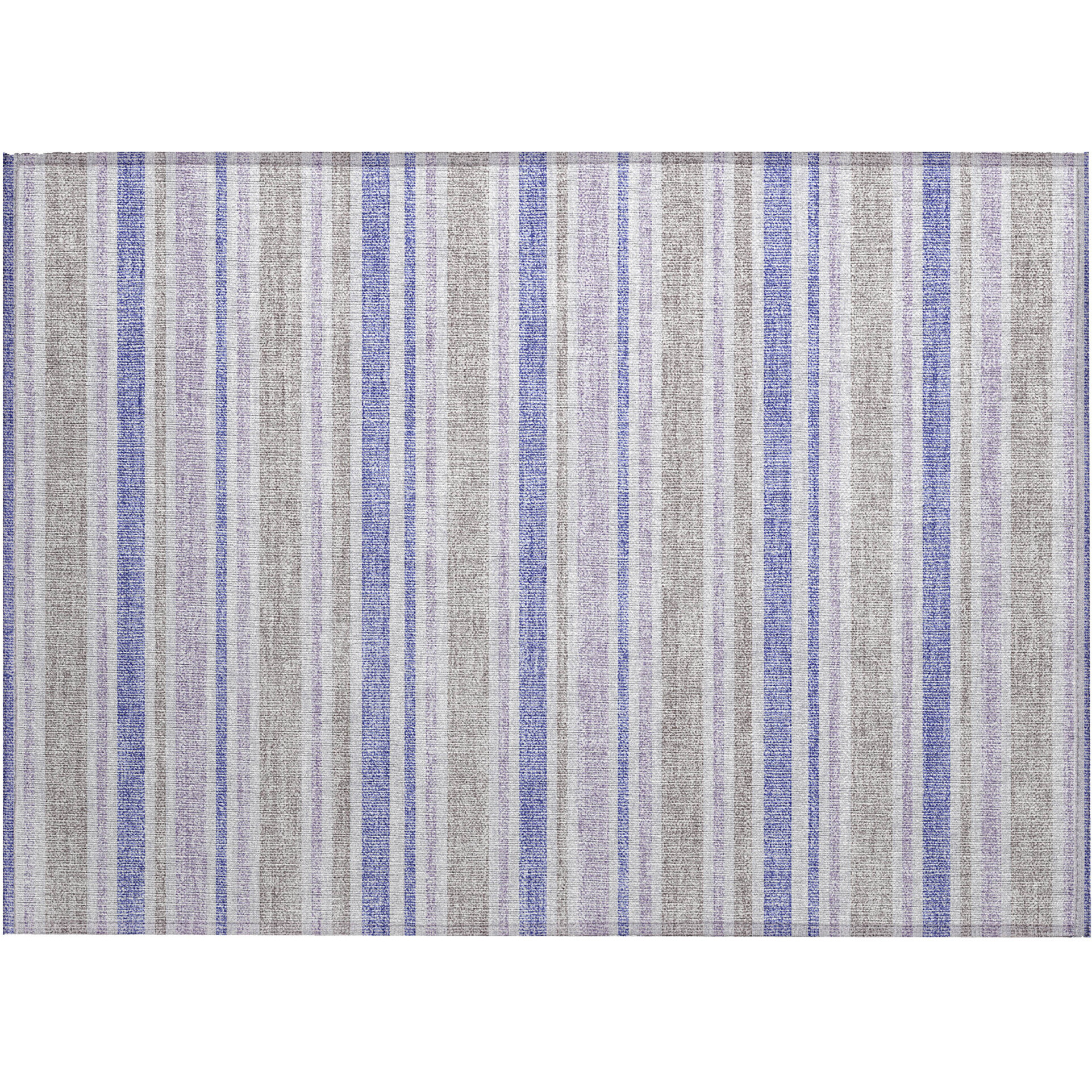 2' X 3' Ivory Blue and Gray Striped Washable Non Skid Indoor Outdoor Area Rug