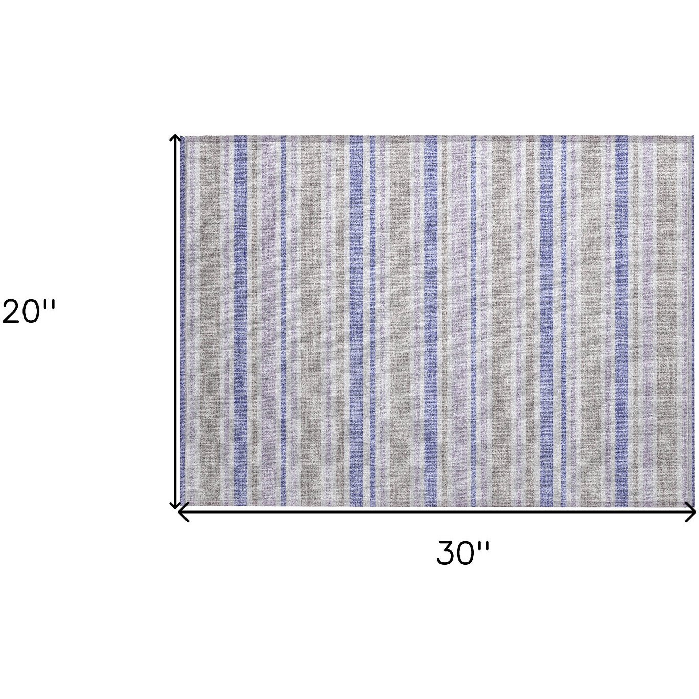 2' X 3' Ivory Blue and Gray Striped Washable Non Skid Indoor Outdoor Area Rug