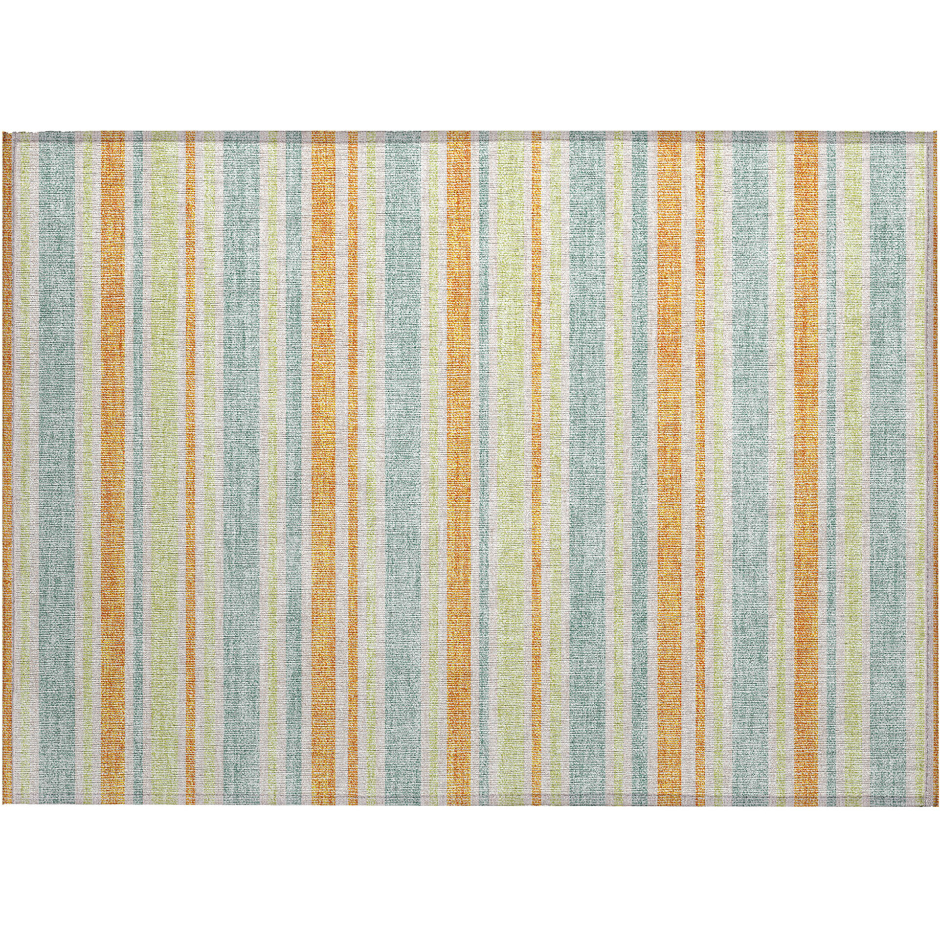 2' X 3' Orange Striped Washable Non Skid Indoor Outdoor Area Rug