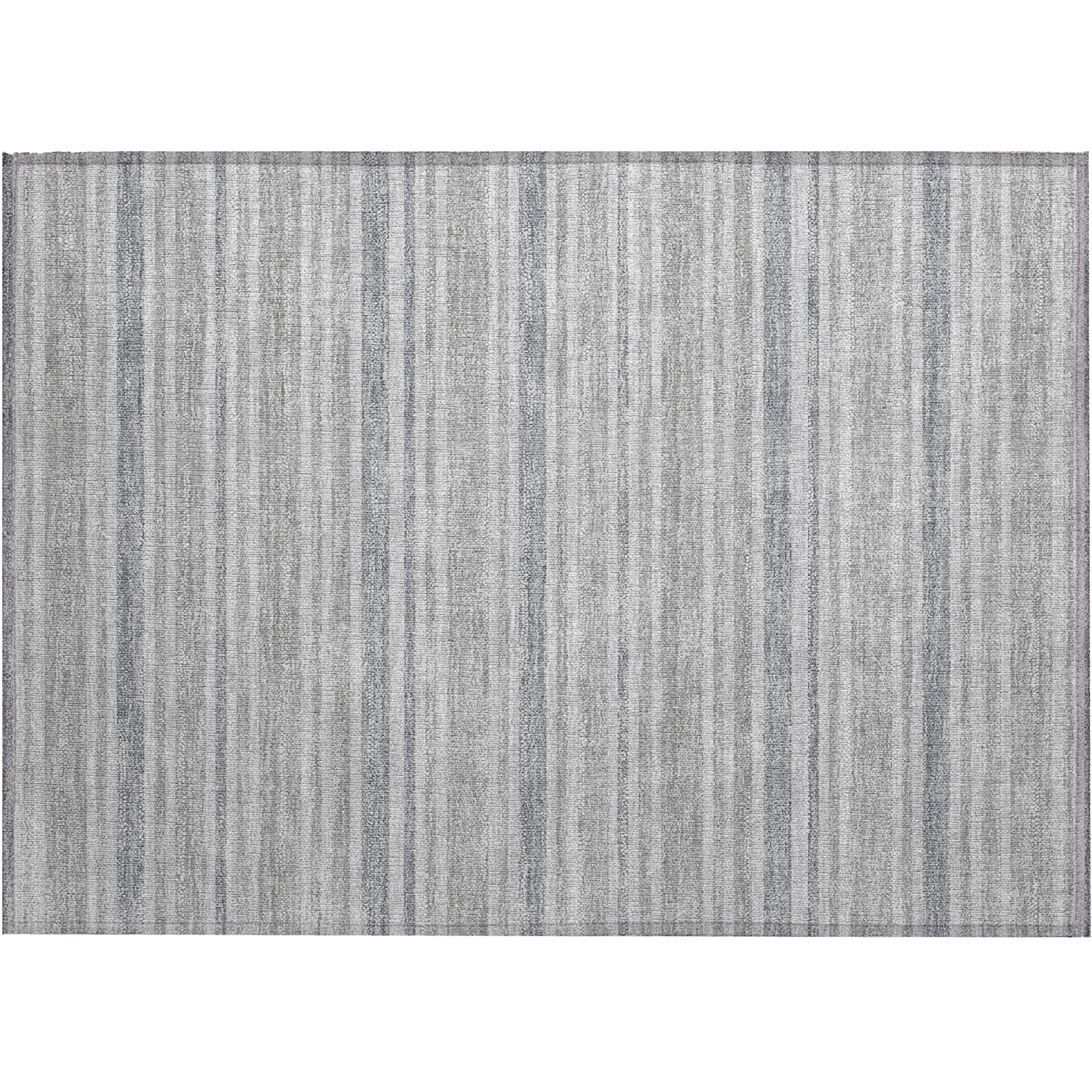 2' X 3' Black Silver and Gray Striped Washable Non Skid Indoor Outdoor Area Rug