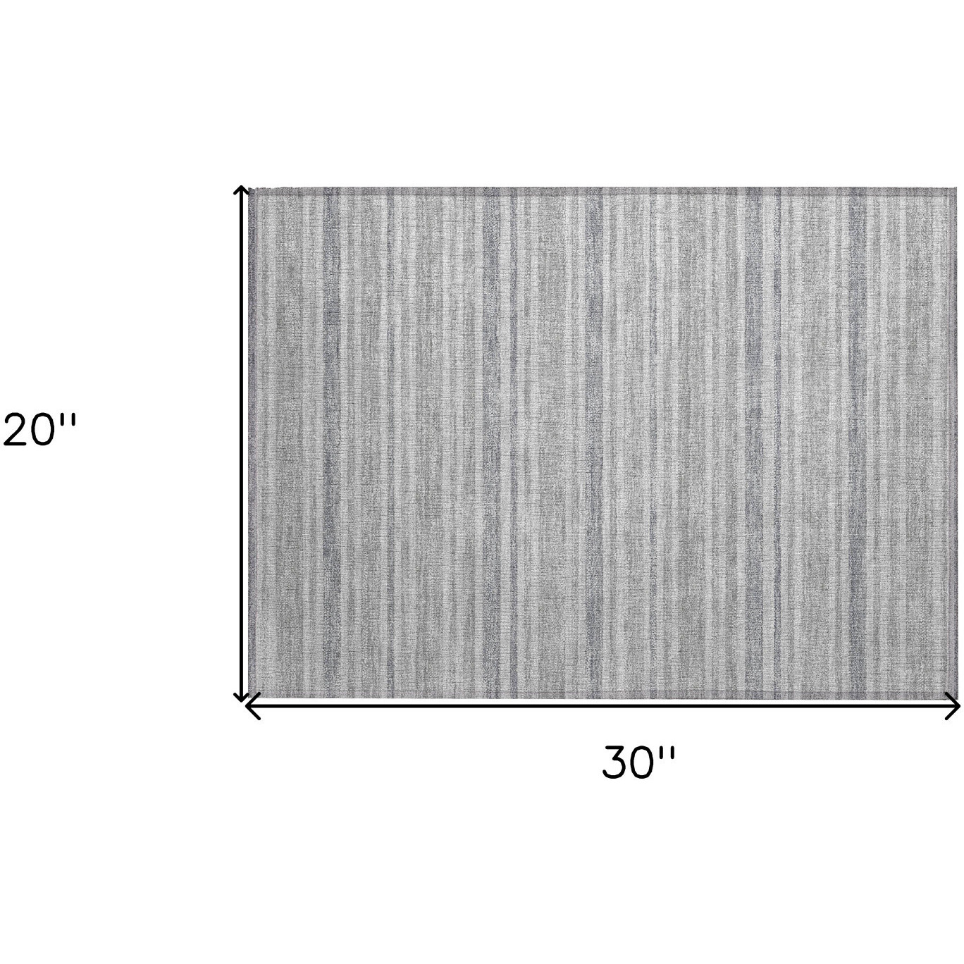 2' X 3' Black Silver and Gray Striped Washable Non Skid Indoor Outdoor Area Rug