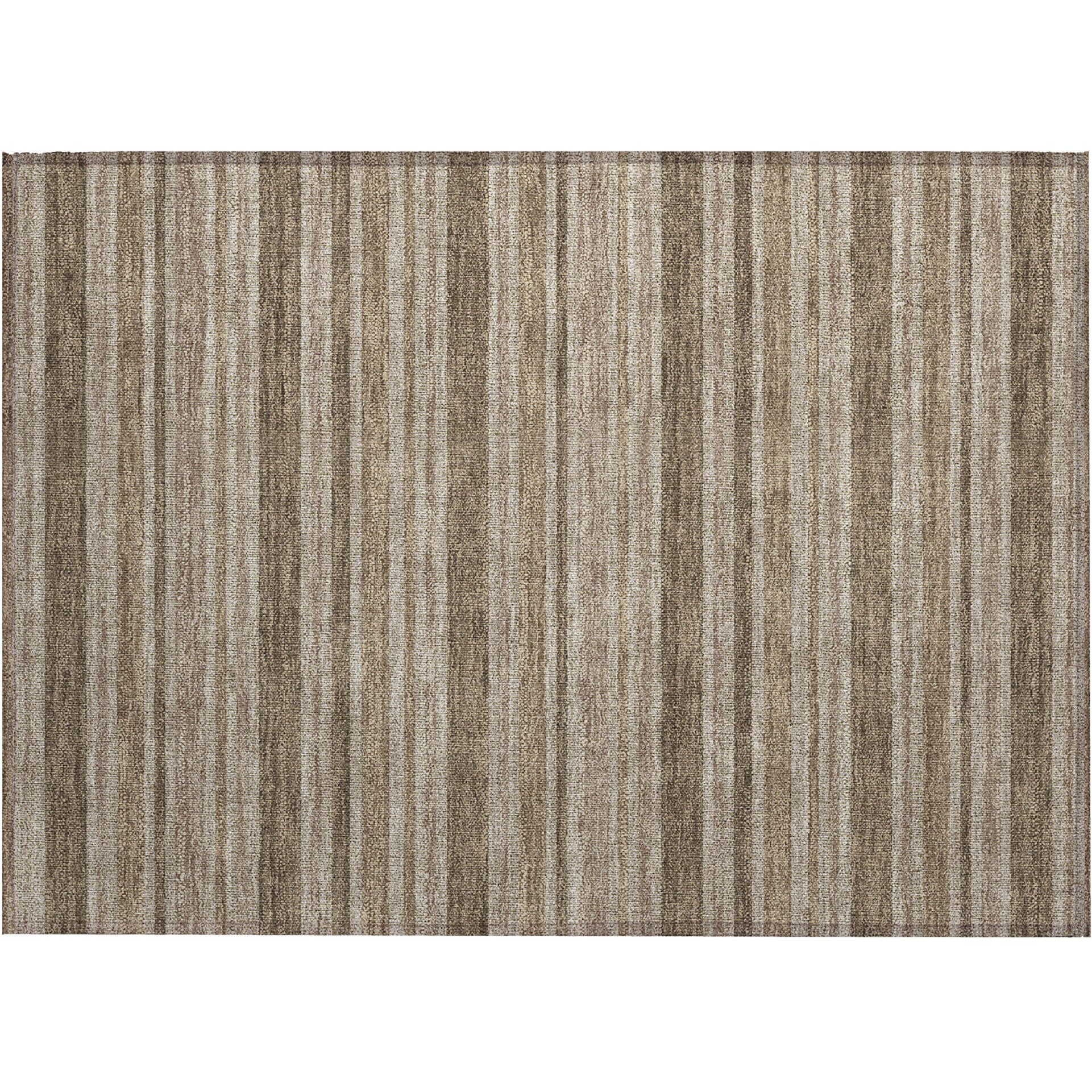 2' X 3' Taupe Striped Washable Non Skid Indoor Outdoor Area Rug