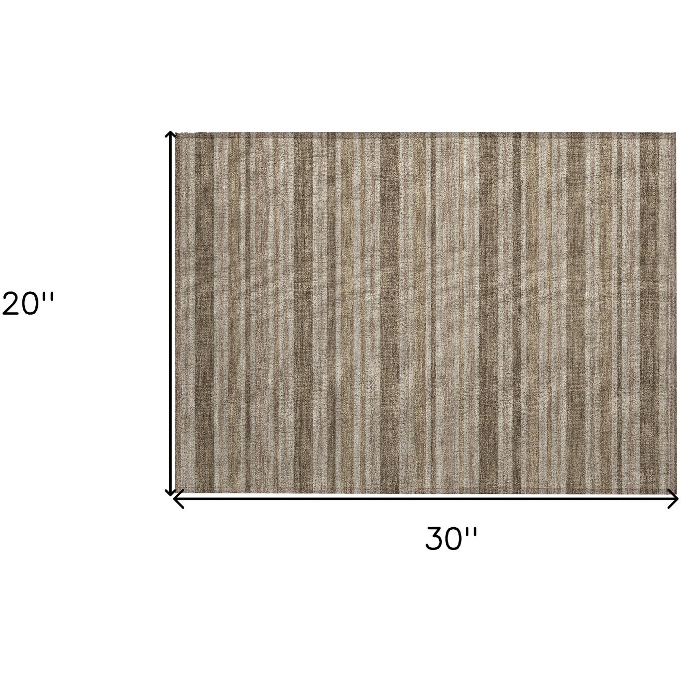 2' X 3' Taupe Striped Washable Non Skid Indoor Outdoor Area Rug