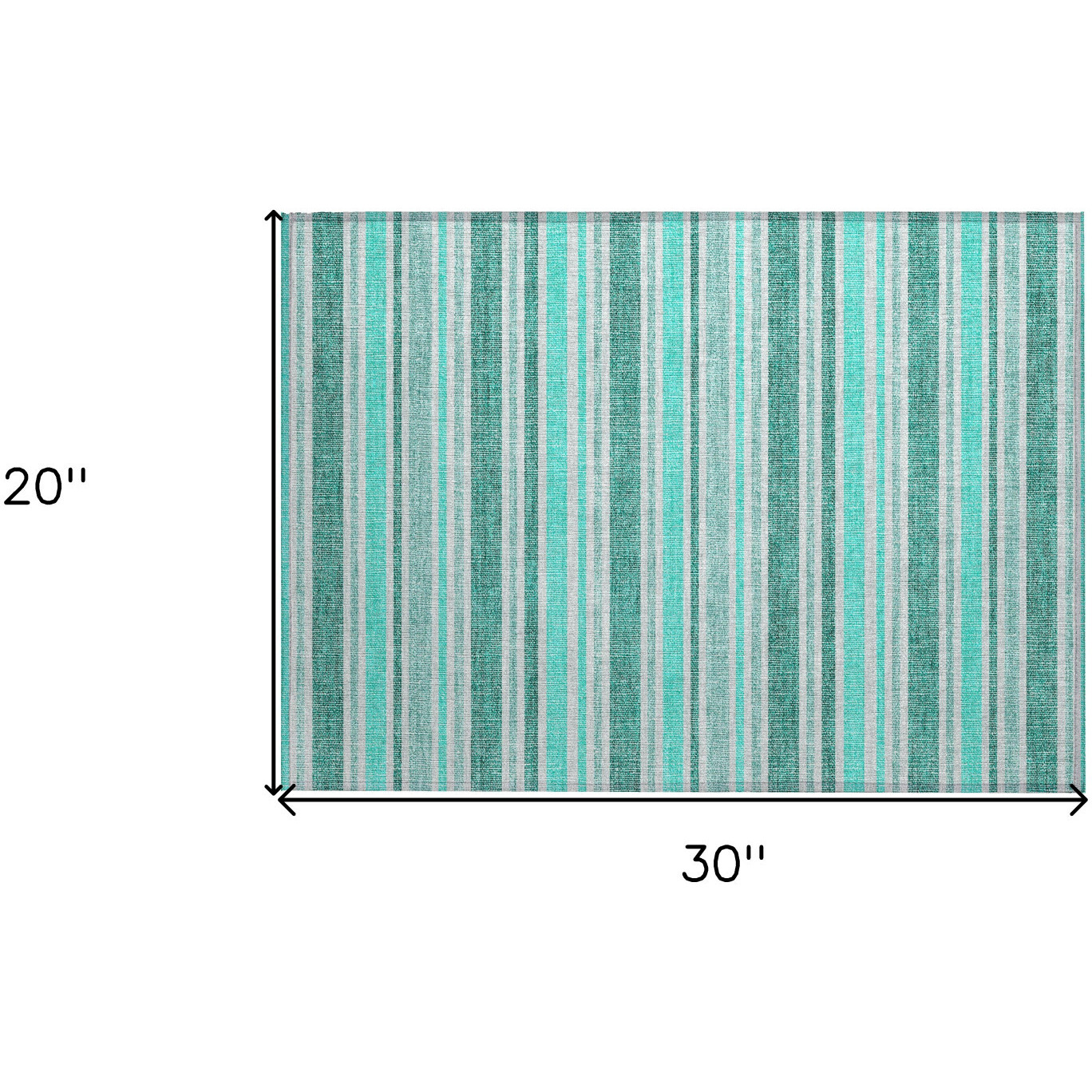 2' X 3' Turquoise Striped Washable Non Skid Indoor Outdoor Area Rug
