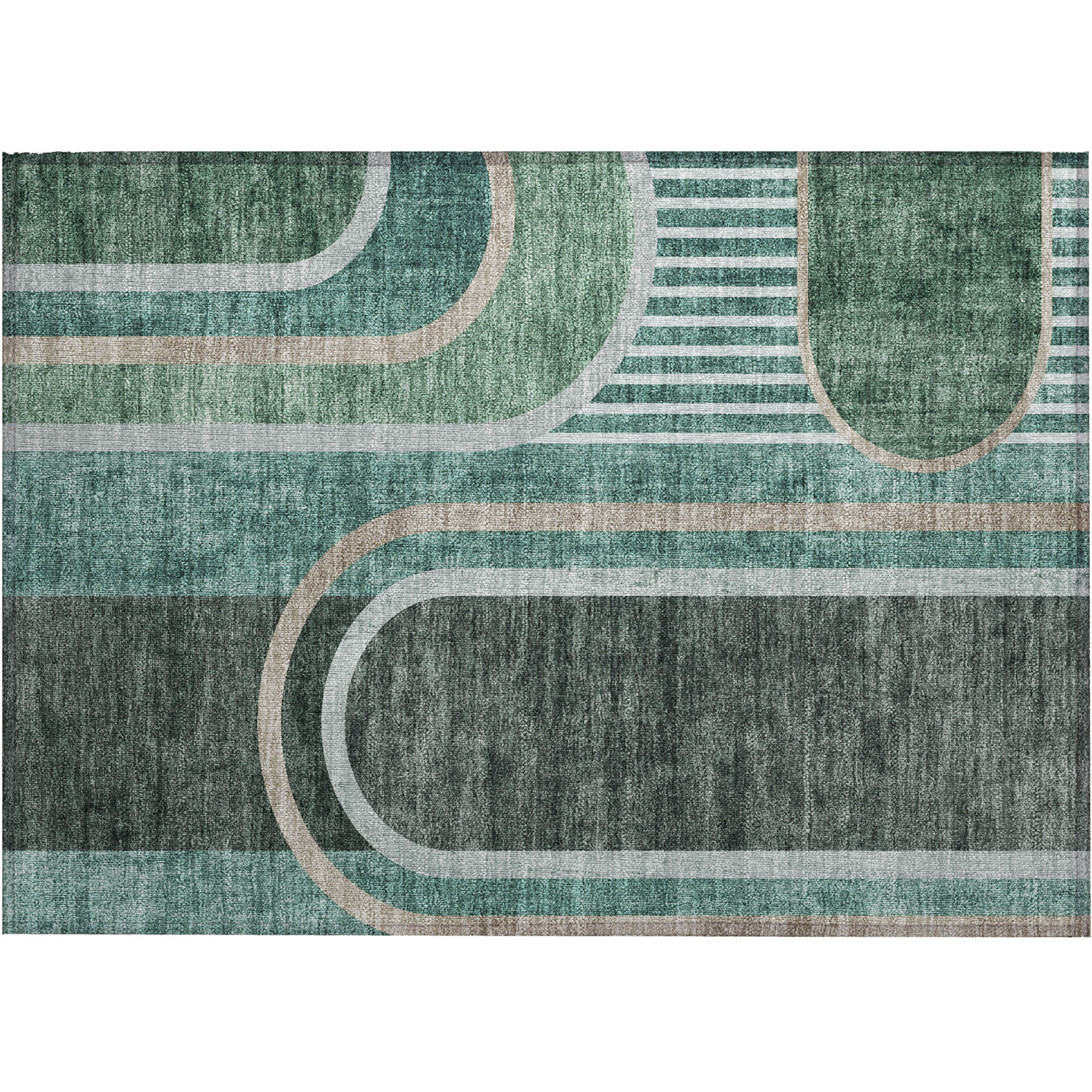 2' X 3' Black and Green Abstract Washable Non Skid Indoor Outdoor Area Rug