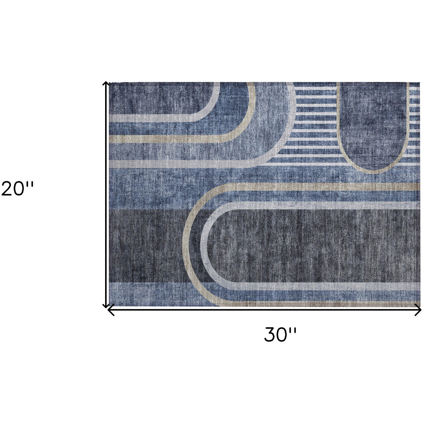 2' X 3' Blue and Black Abstract Washable Non Skid Indoor Outdoor Area Rug
