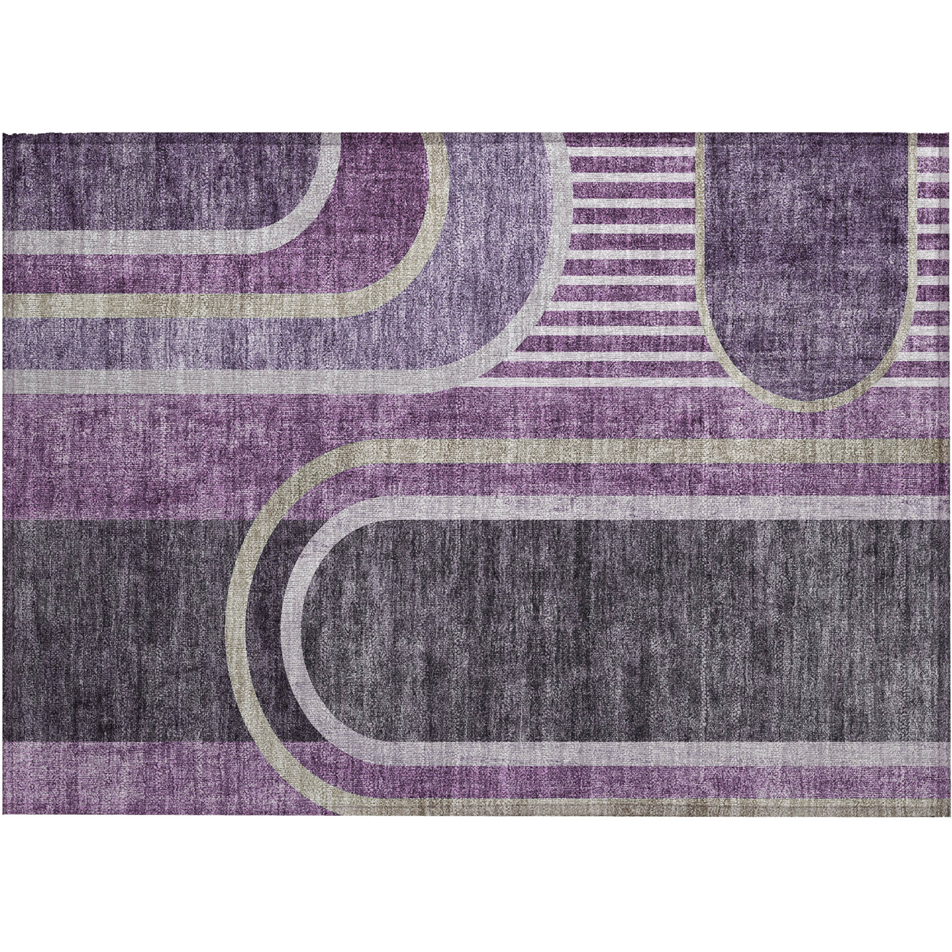 2' X 3' Purple and Black Abstract Washable Non Skid Indoor Outdoor Area Rug