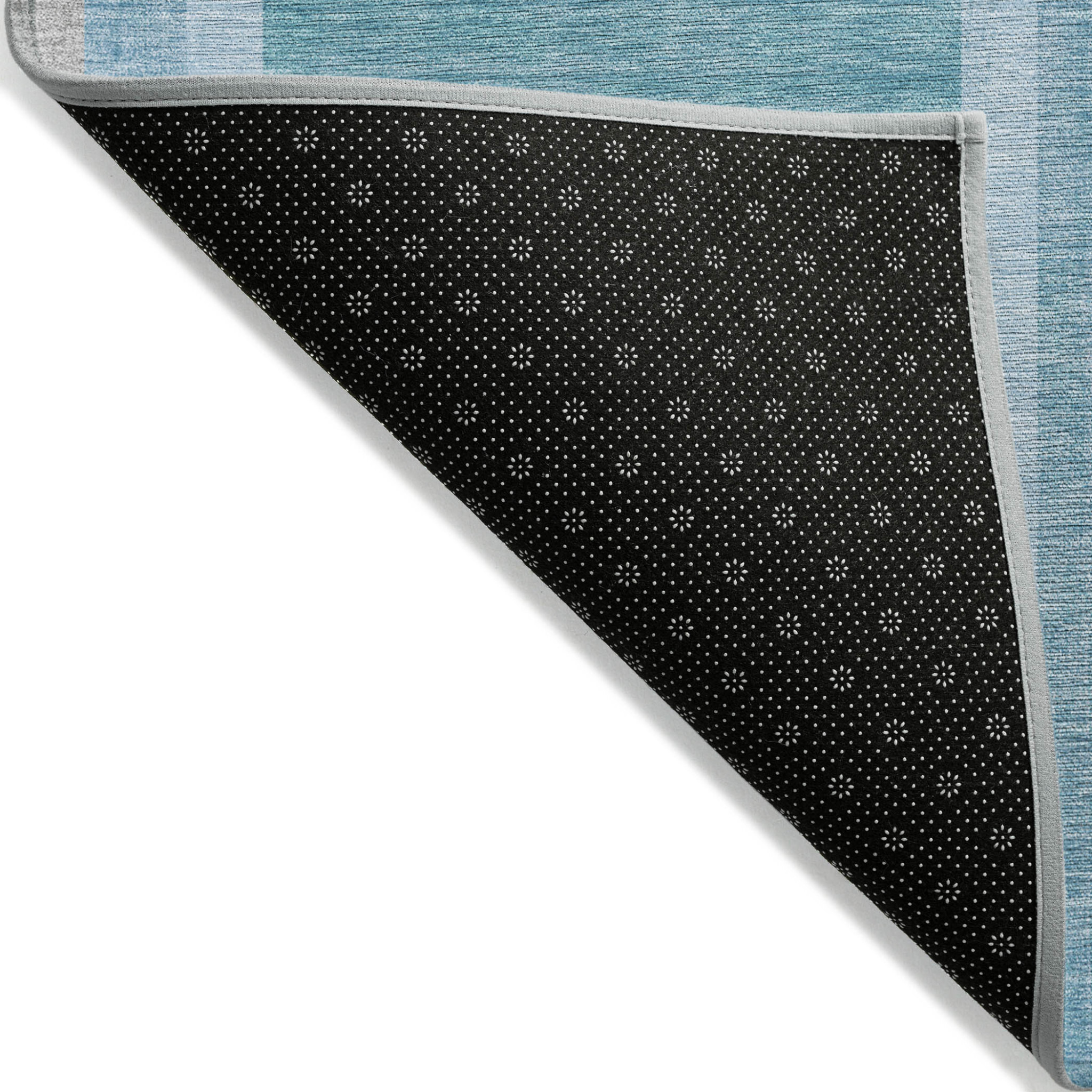 2' X 3' Teal Abstract Washable Non Skid Indoor Outdoor Area Rug