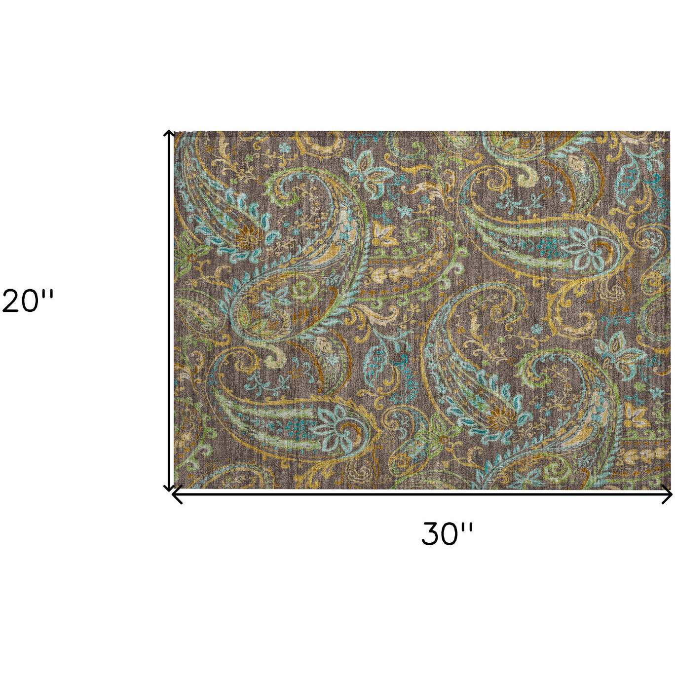 2' X 3' Chocolate Paisley Washable Non Skid Indoor Outdoor Area Rug