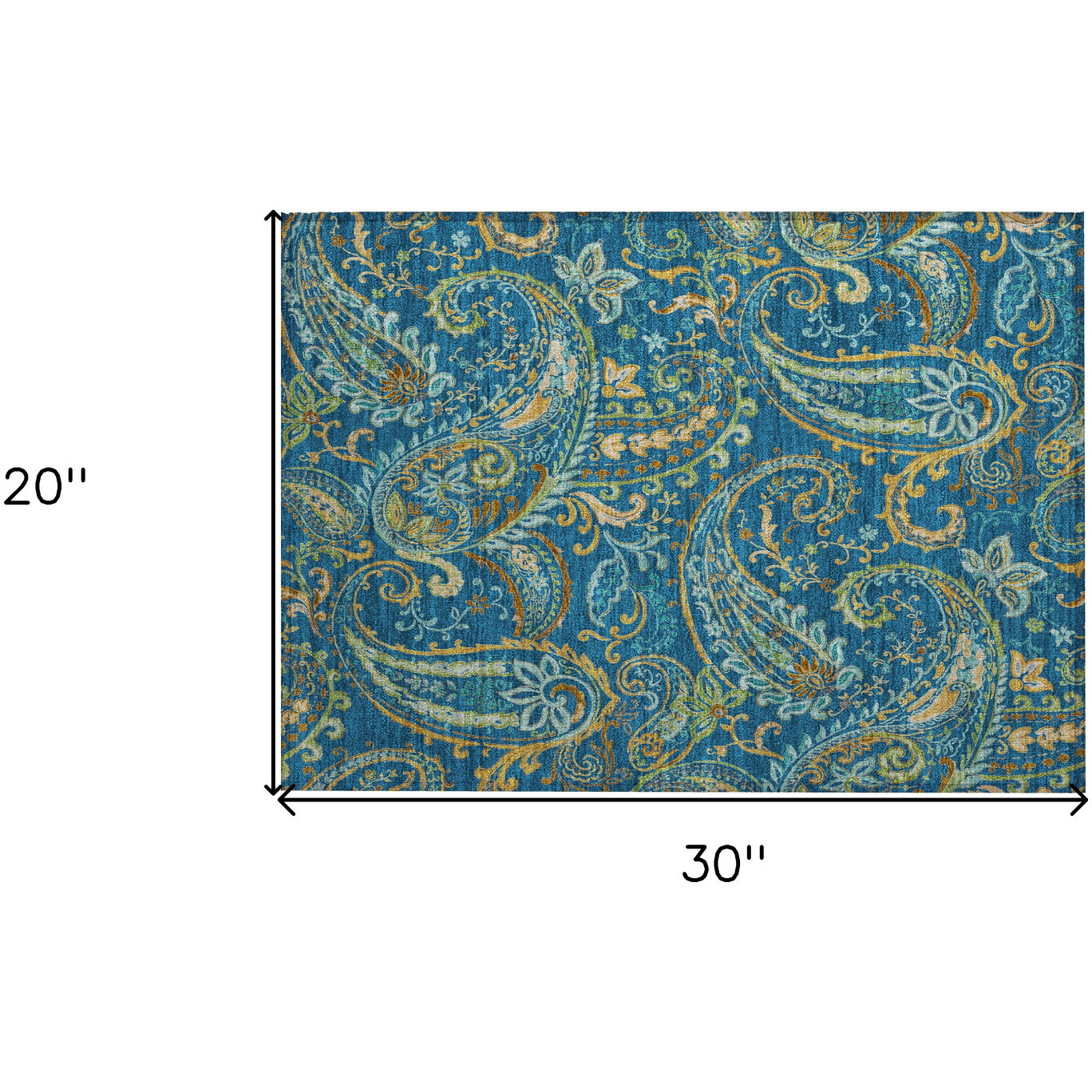 2' X 3' Navy Blue Paisley Washable Non Skid Indoor Outdoor Area Rug