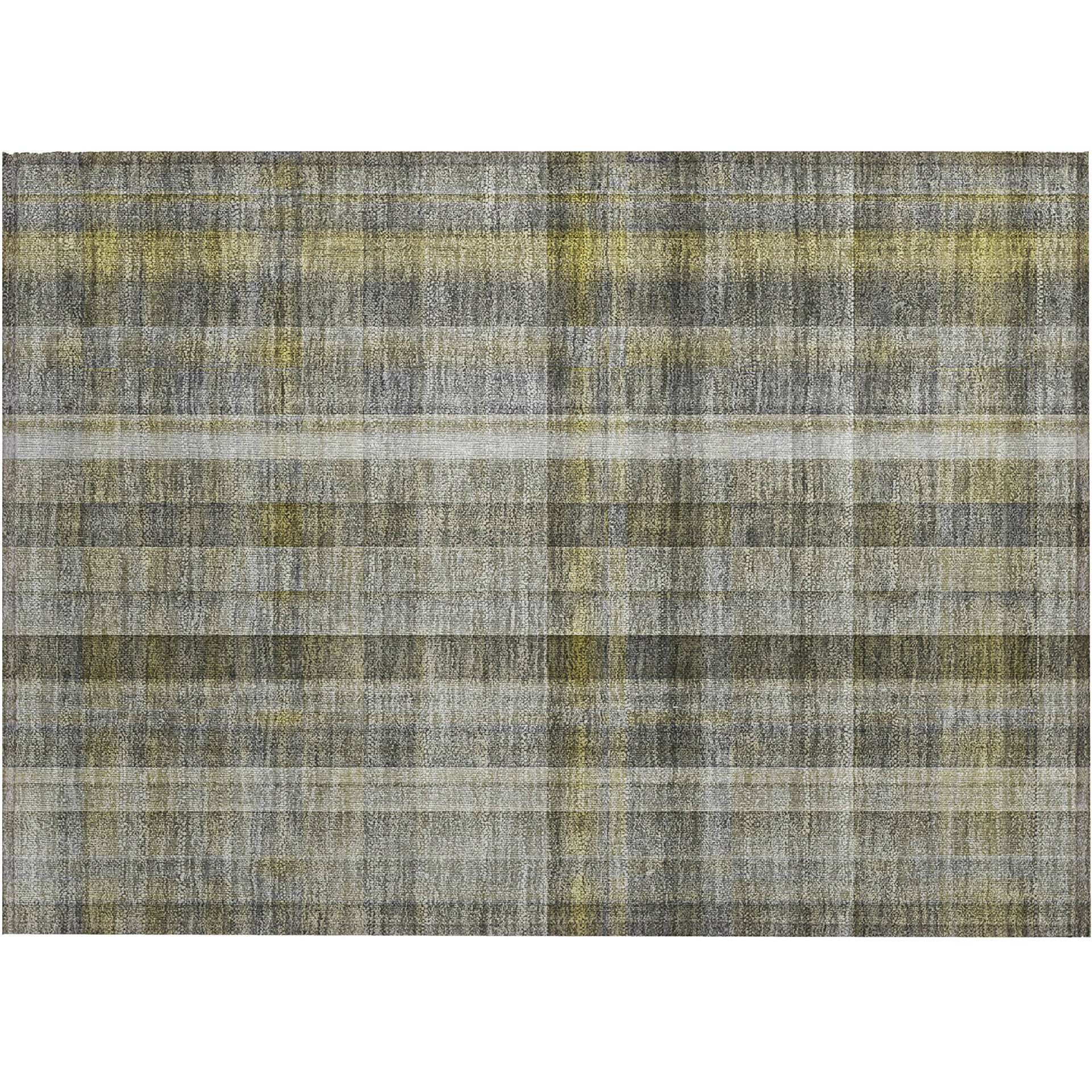 2' X 3' Gray Plaid Washable Non Skid Indoor Outdoor Area Rug