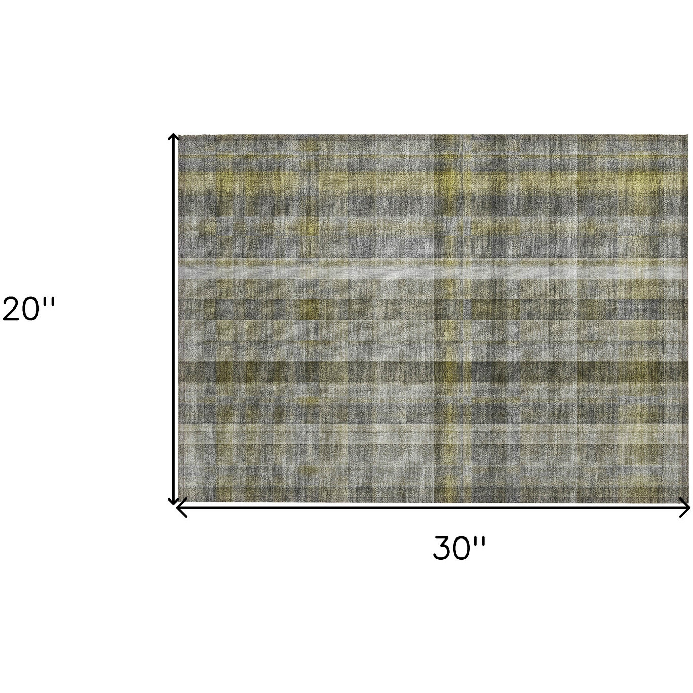 2' X 3' Gray Plaid Washable Non Skid Indoor Outdoor Area Rug