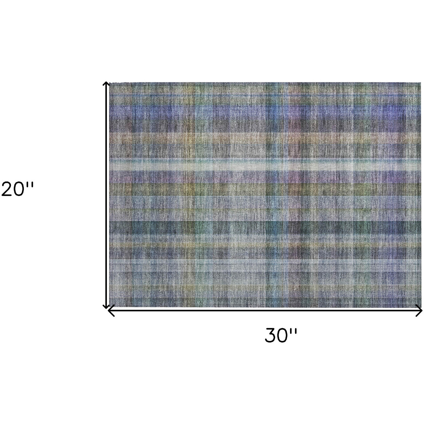 2' X 3' Green Plaid Washable Non Skid Indoor Outdoor Area Rug