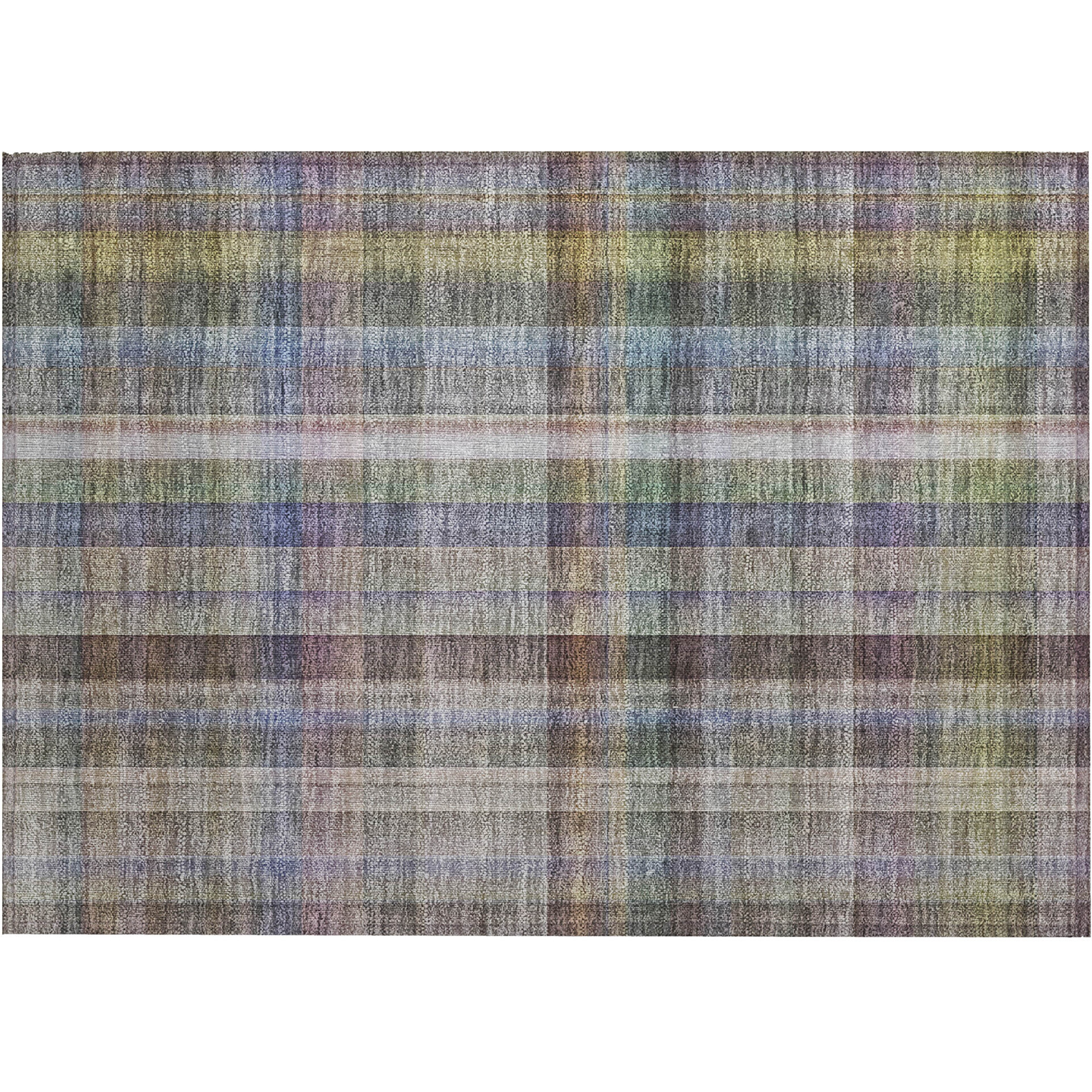 2' X 3' Gray Plaid Washable Non Skid Indoor Outdoor Area Rug