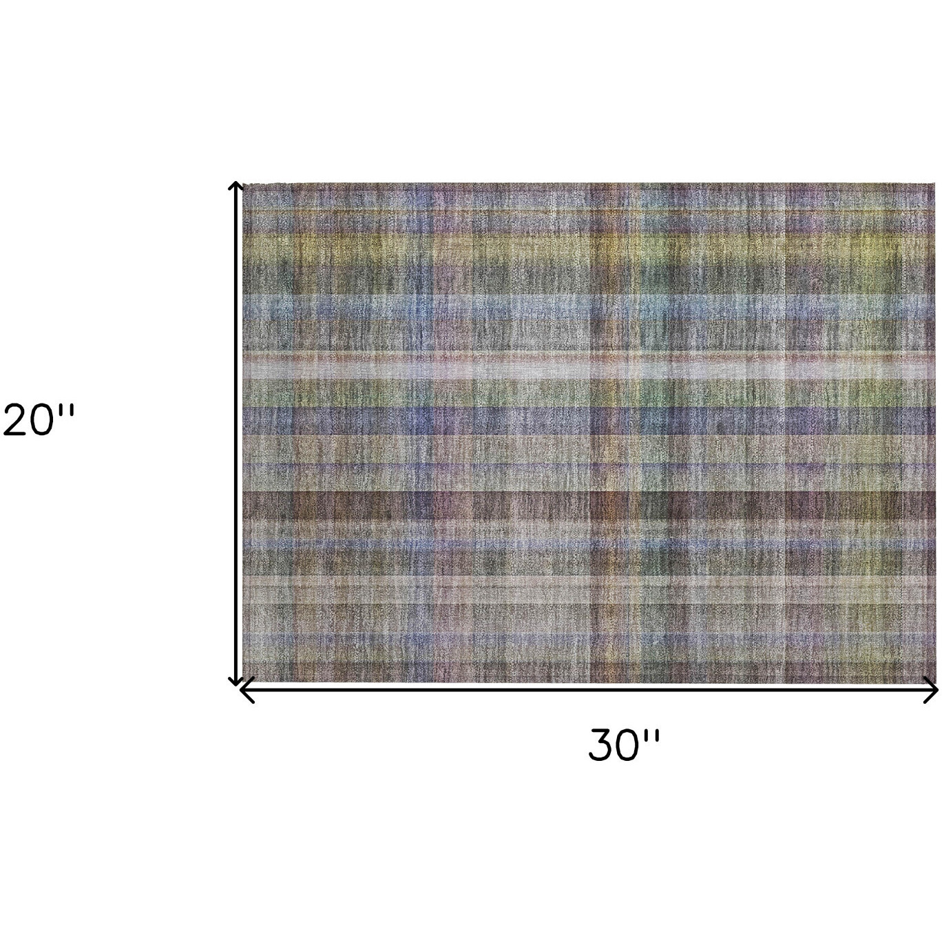 2' X 3' Gray Plaid Washable Non Skid Indoor Outdoor Area Rug