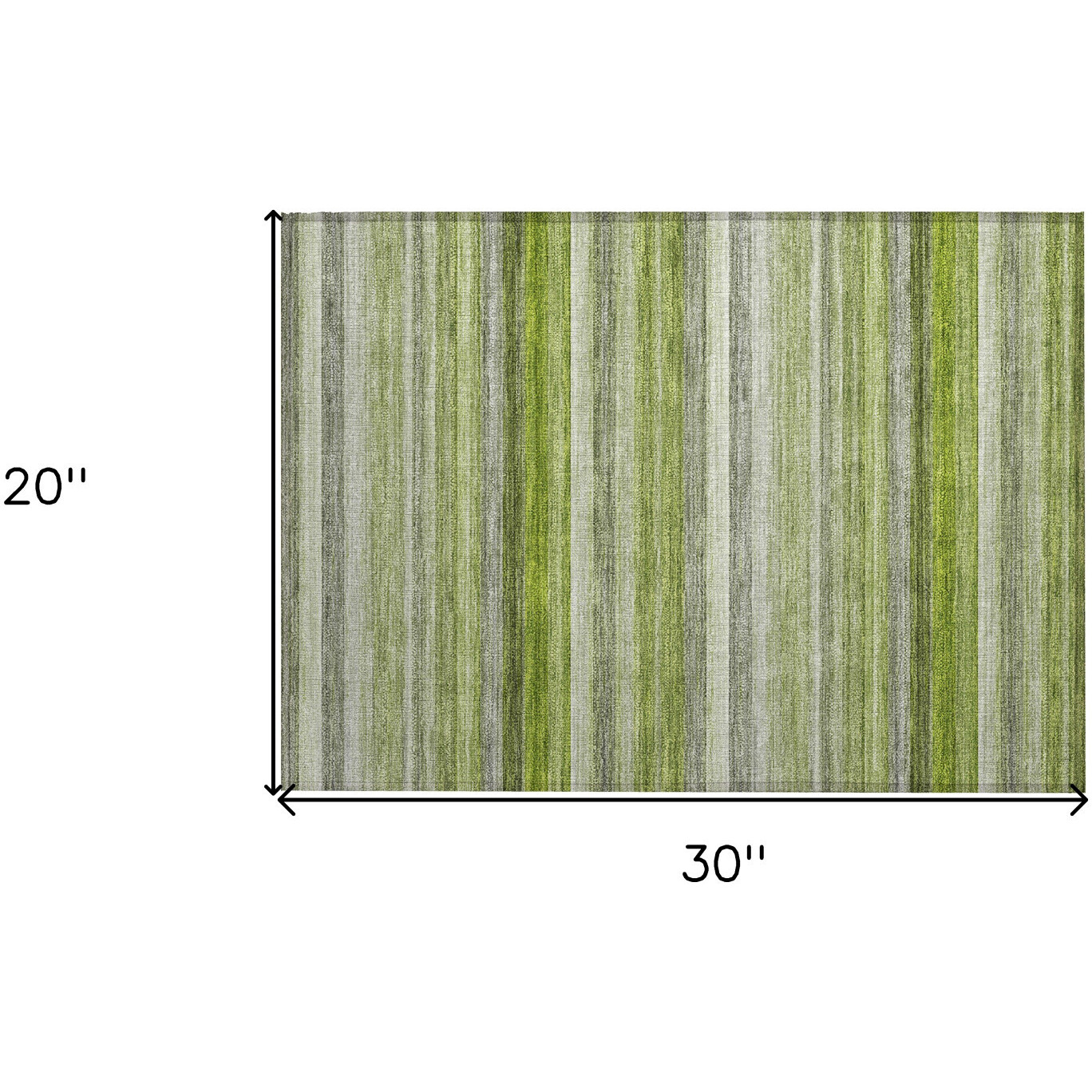 2' X 3' Fern Green Striped Washable Non Skid Indoor Outdoor Area Rug