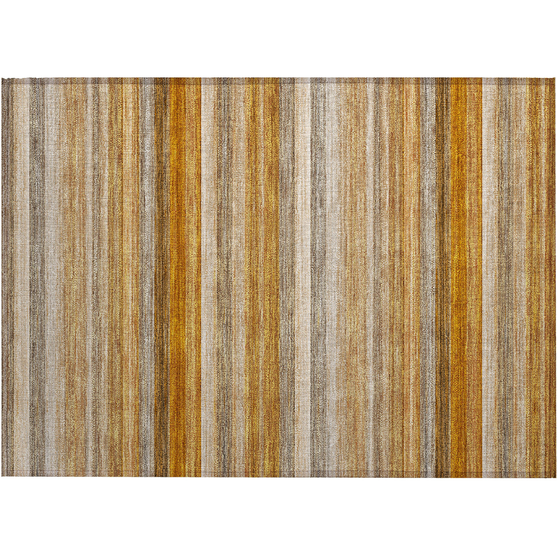 2' X 3' Brown and Orange Striped Washable Non Skid Indoor Outdoor Area Rug