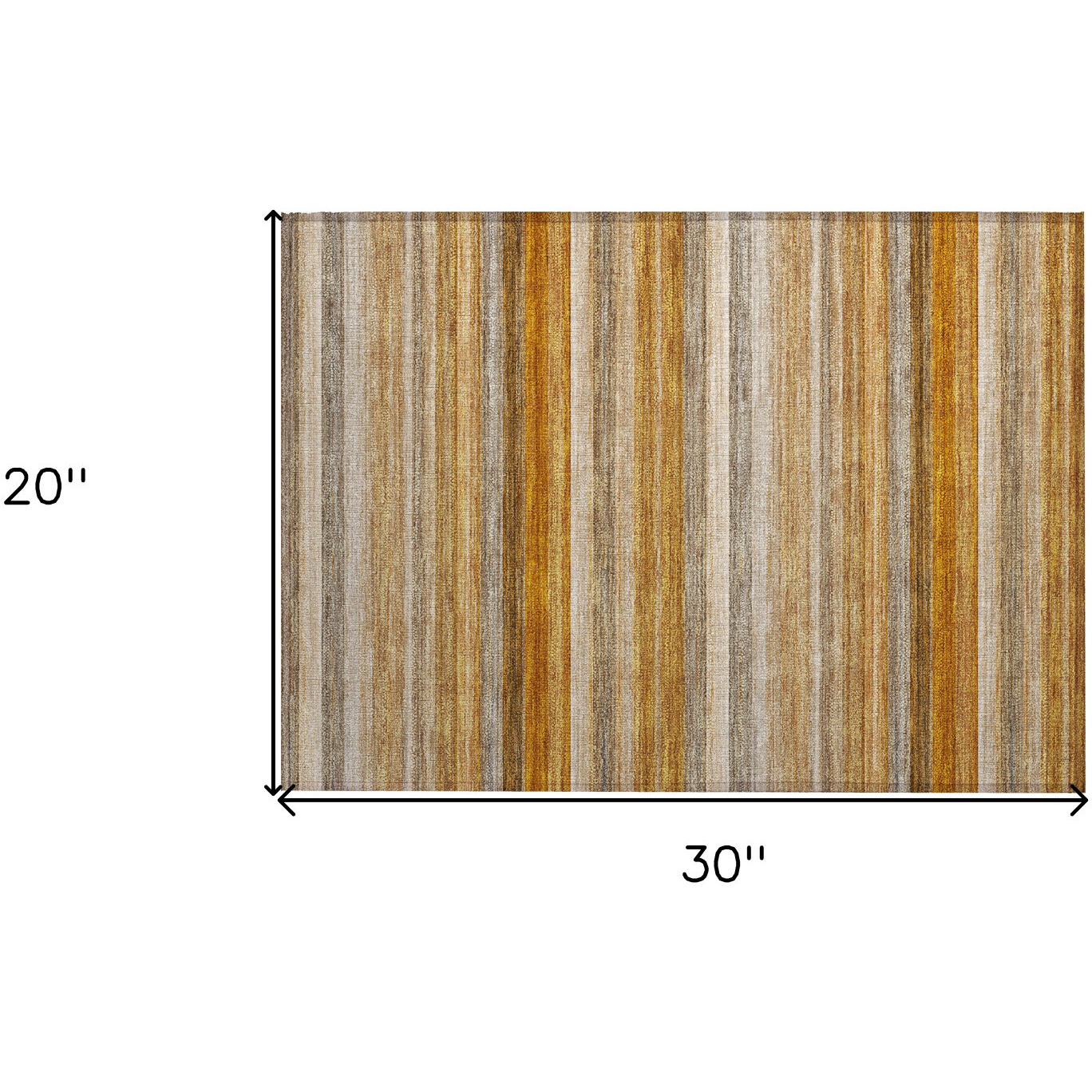 2' X 3' Brown and Orange Striped Washable Non Skid Indoor Outdoor Area Rug