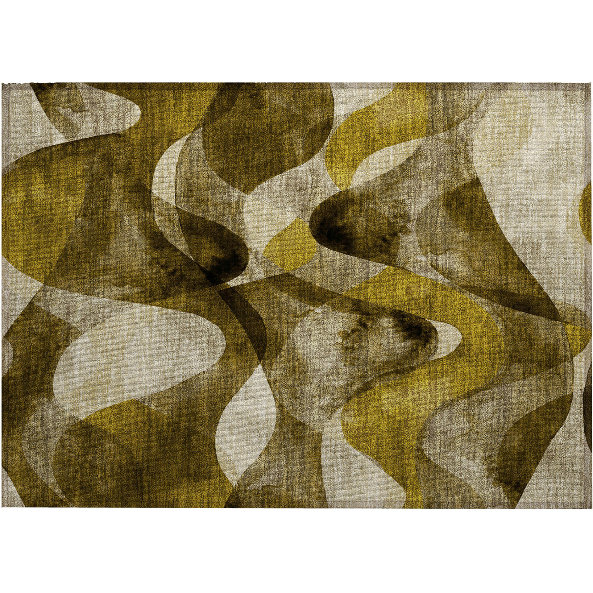 2' X 3' Coffee Abstract Washable Non Skid Indoor Outdoor Area Rug