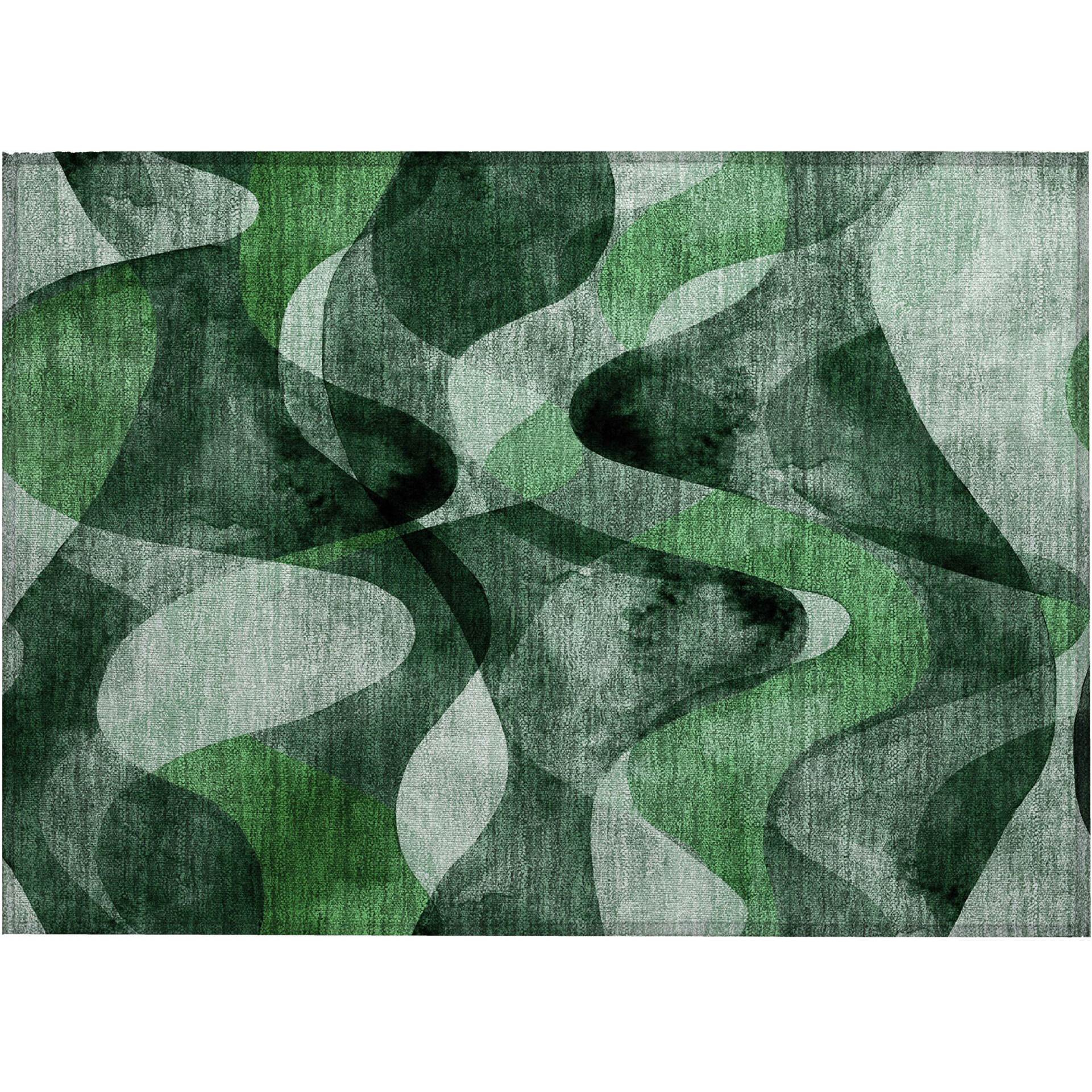 2' X 3' Fern Green Abstract Washable Non Skid Indoor Outdoor Area Rug