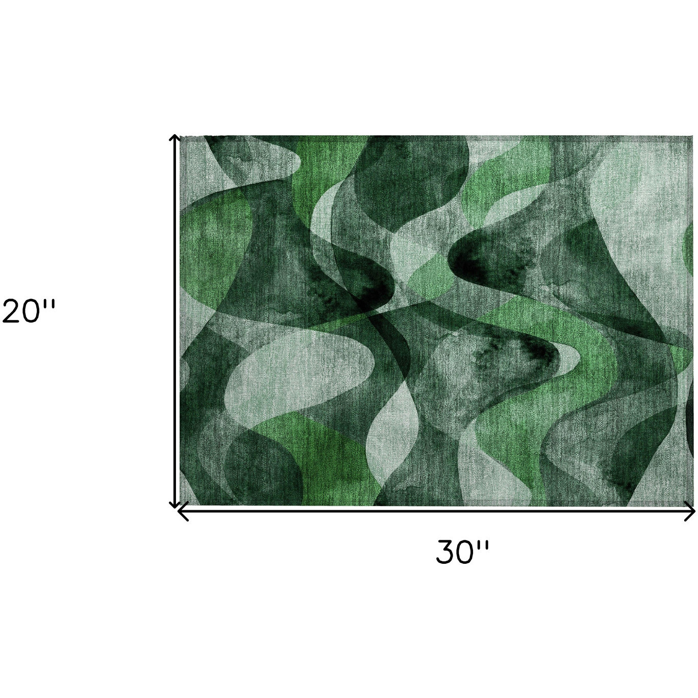 2' X 3' Fern Green Abstract Washable Non Skid Indoor Outdoor Area Rug