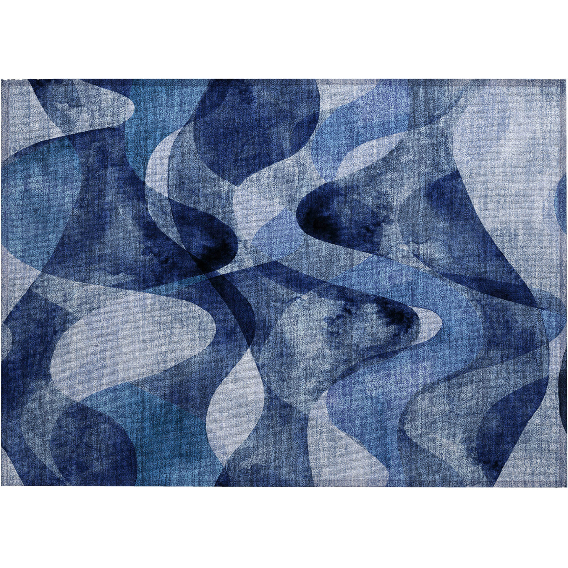 2' X 3' Navy Blue Abstract Washable Non Skid Indoor Outdoor Area Rug