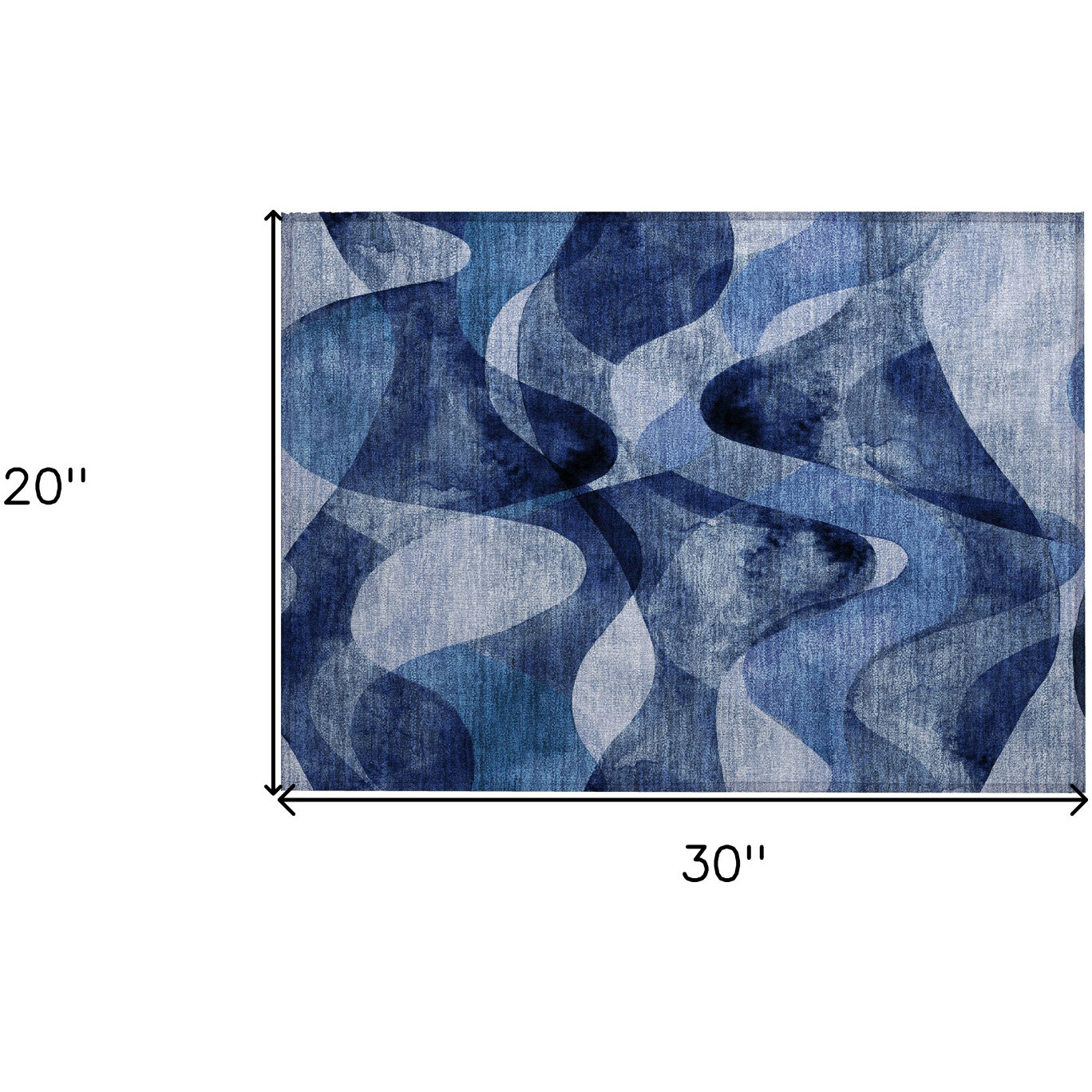 2' X 3' Navy Blue Abstract Washable Non Skid Indoor Outdoor Area Rug