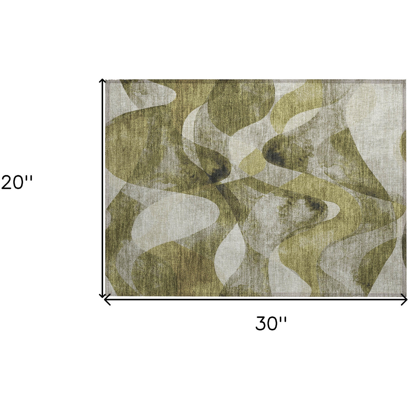 2' X 3' Olive Green Abstract Washable Non Skid Indoor Outdoor Area Rug
