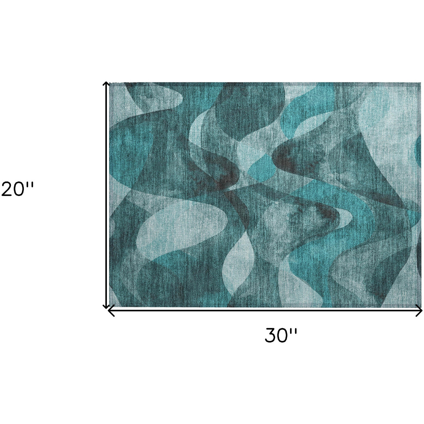 2' X 3' Teal Abstract Washable Non Skid Indoor Outdoor Area Rug