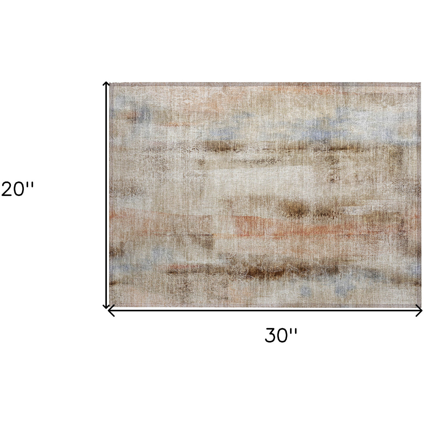 2' X 3' Beige and Brown Washable Non Skid Indoor Outdoor Area Rug