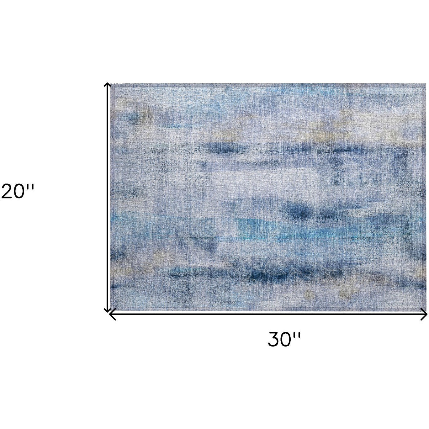2' X 3' Blue Washable Non Skid Indoor Outdoor Area Rug