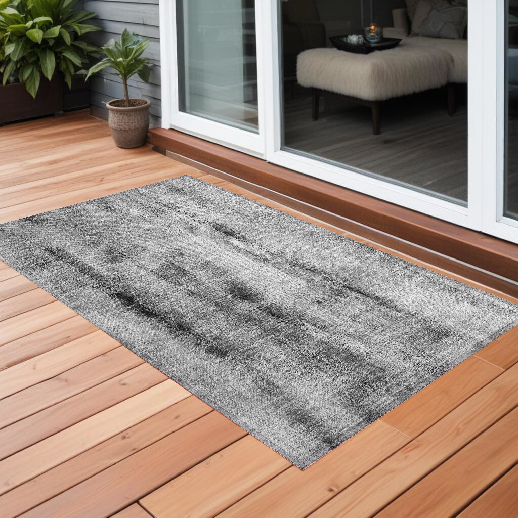 2' X 3' Gray Washable Non Skid Indoor Outdoor Area Rug