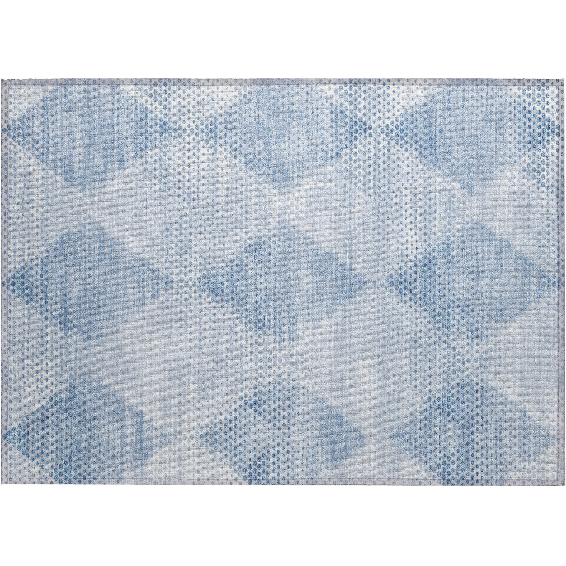2' X 3' Blue Geometric Washable Non Skid Indoor Outdoor Area Rug