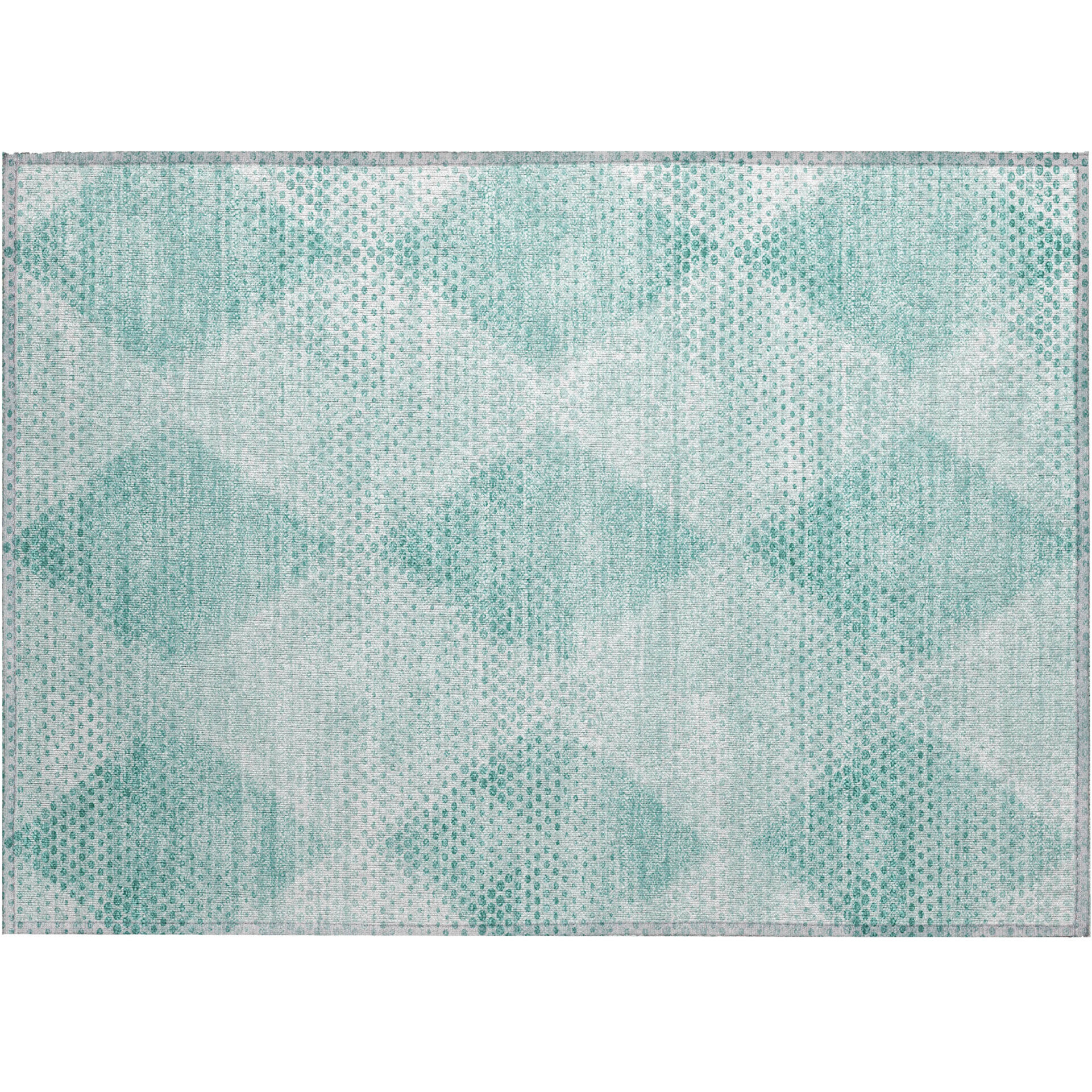 2' X 3' Teal Geometric Washable Non Skid Indoor Outdoor Area Rug