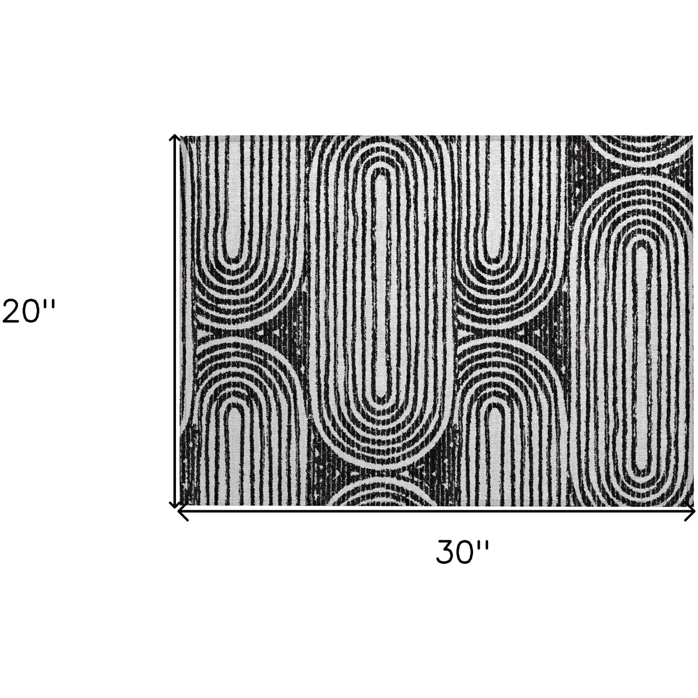 2' X 3' Black and White Abstract Washable Non Skid Indoor Outdoor Area Rug