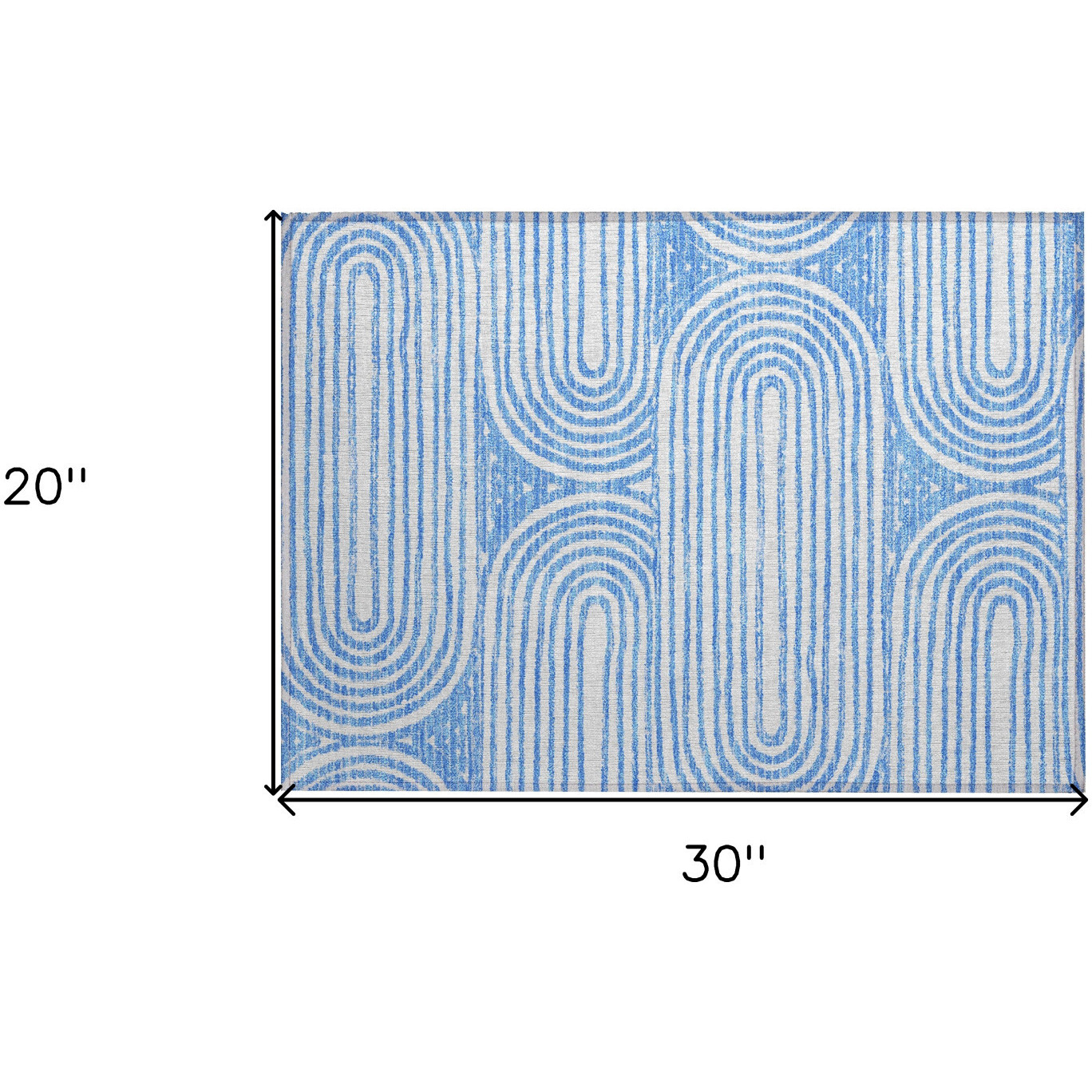 2' X 3' Blue and White Abstract Washable Non Skid Indoor Outdoor Area Rug