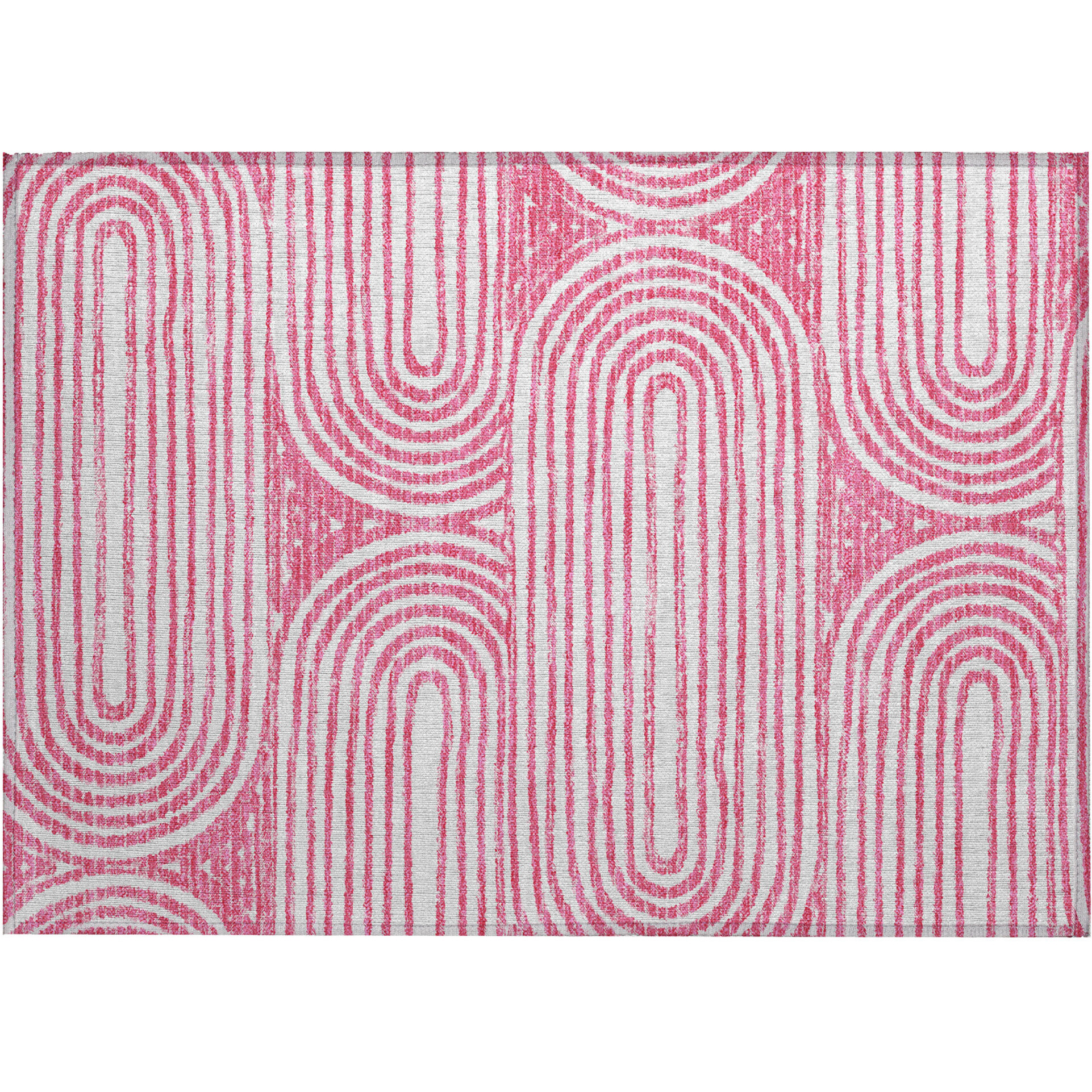 2' X 3' Blush Abstract Washable Non Skid Indoor Outdoor Area Rug