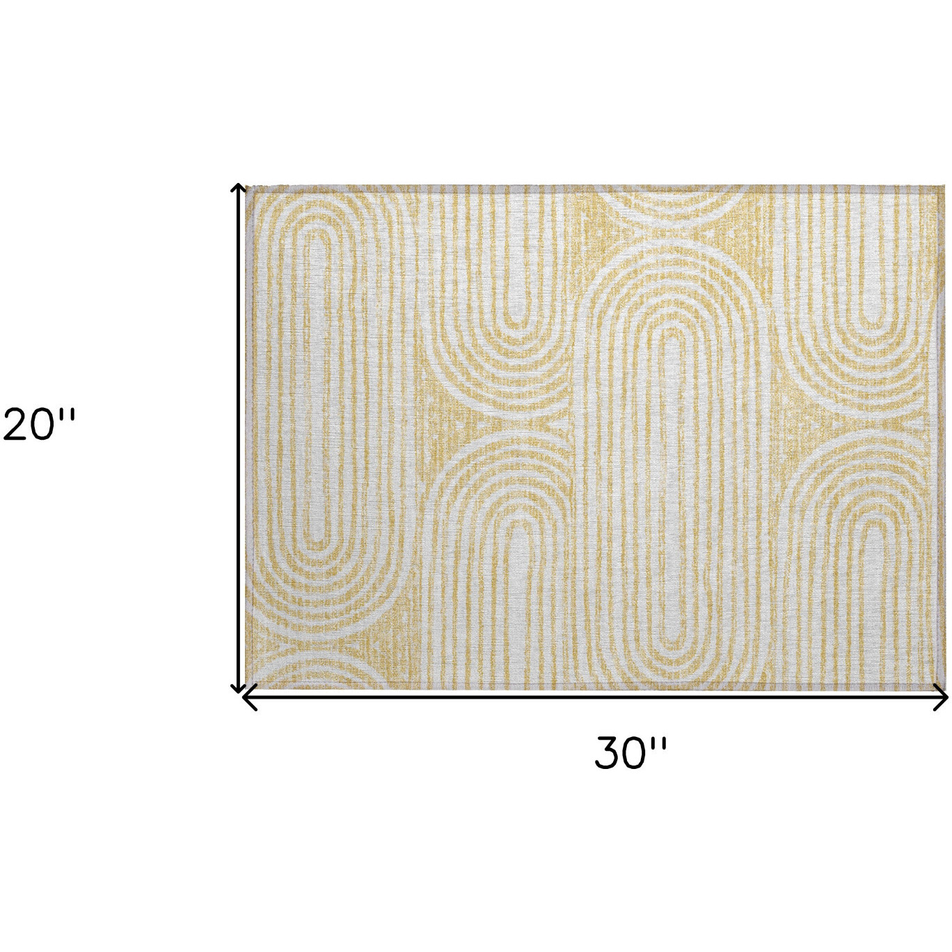 2' X 3' Gold and White Abstract Washable Non Skid Indoor Outdoor Area Rug