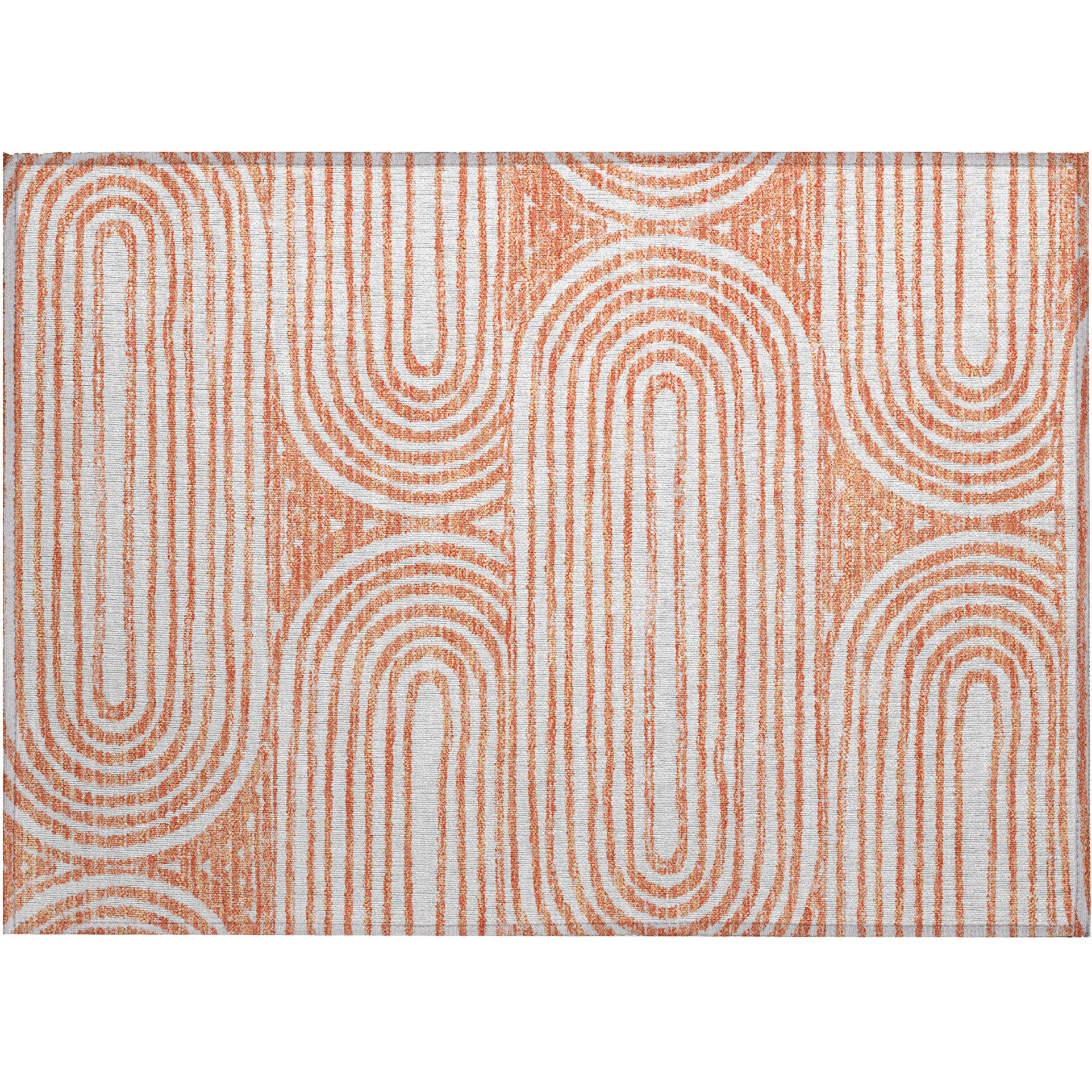 2' X 3' Salmon Abstract Washable Non Skid Indoor Outdoor Area Rug