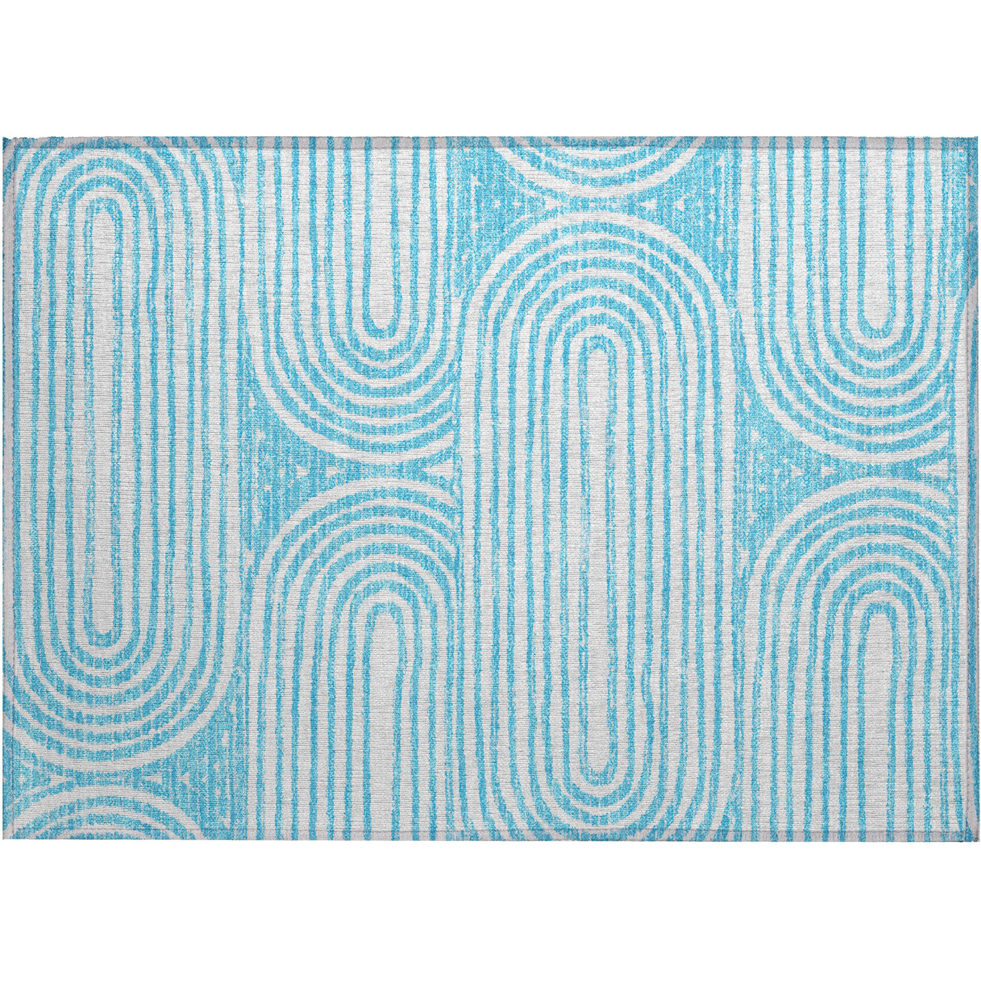 2' X 3' Teal Abstract Washable Non Skid Indoor Outdoor Area Rug