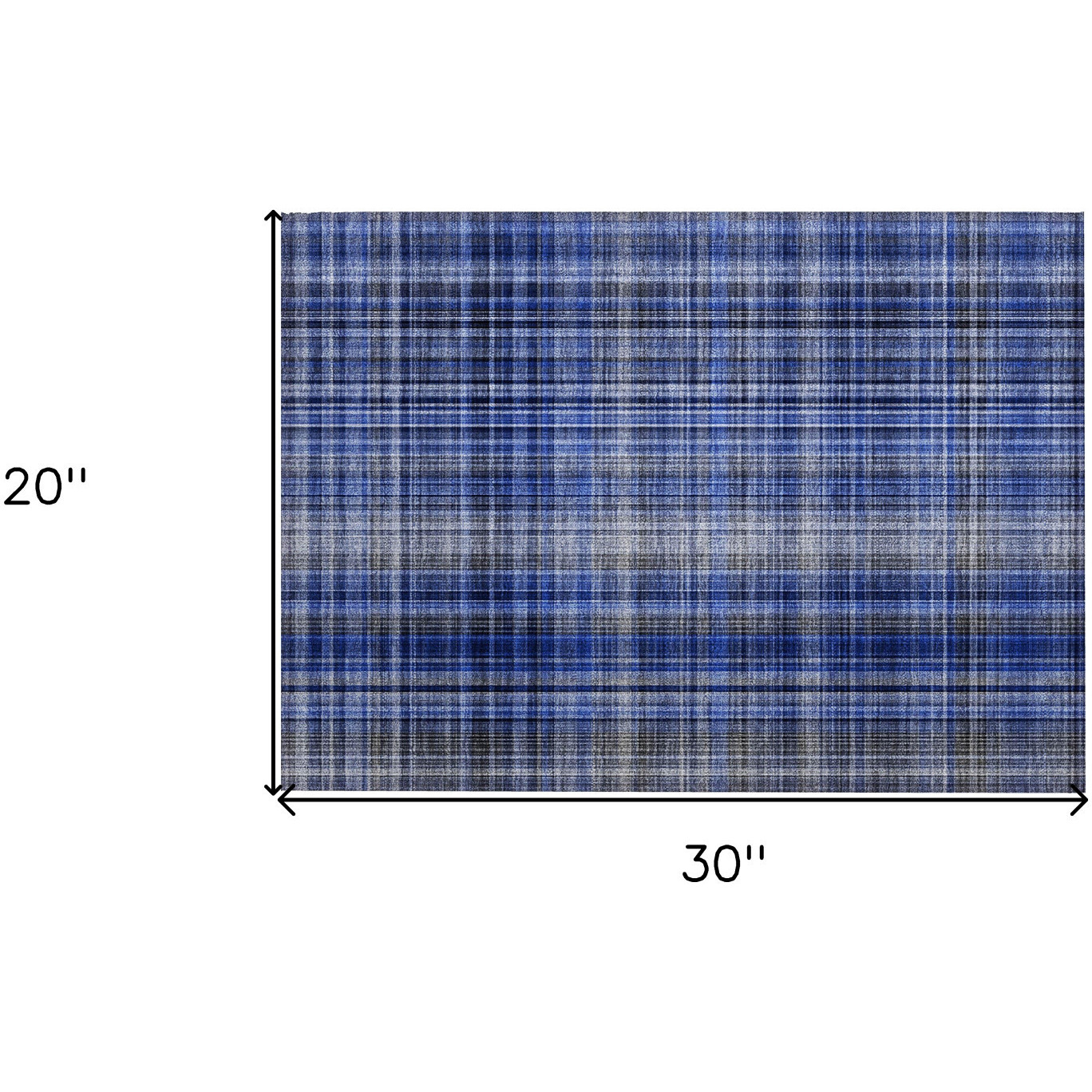 2' X 3' Navy Blue Plaid Washable Non Skid Indoor Outdoor Area Rug