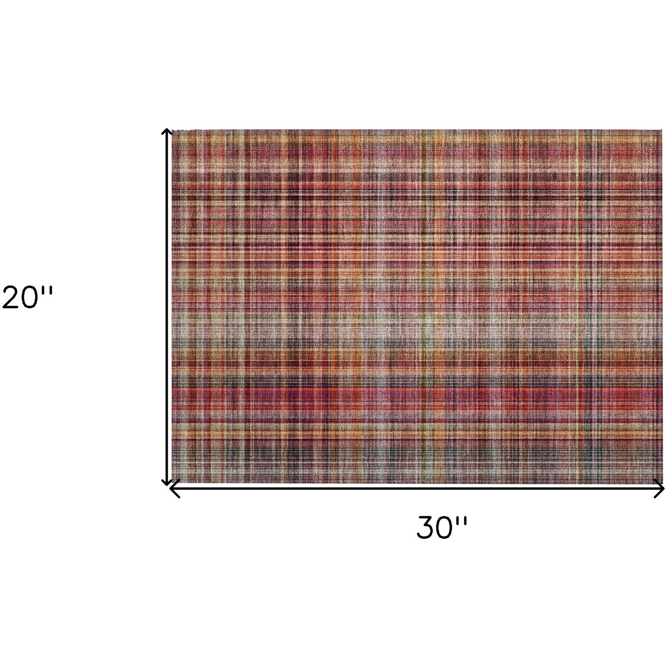 2' X 3' Red Plaid Washable Non Skid Indoor Outdoor Area Rug