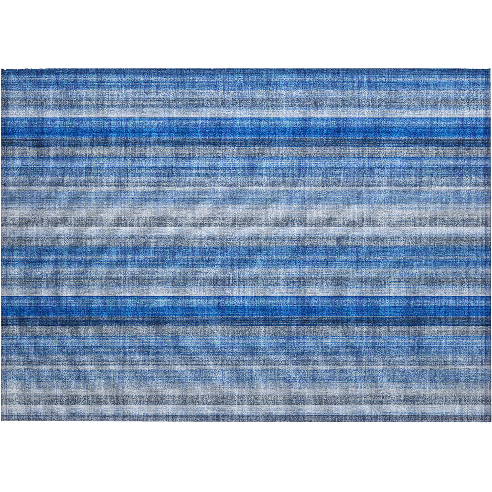 2' X 3' Blue Striped Washable Non Skid Indoor Outdoor Area Rug