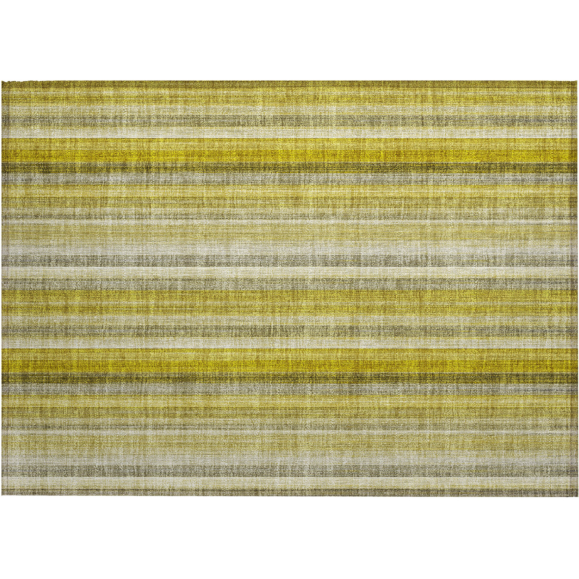 2' X 3' Gold Striped Washable Non Skid Indoor Outdoor Area Rug